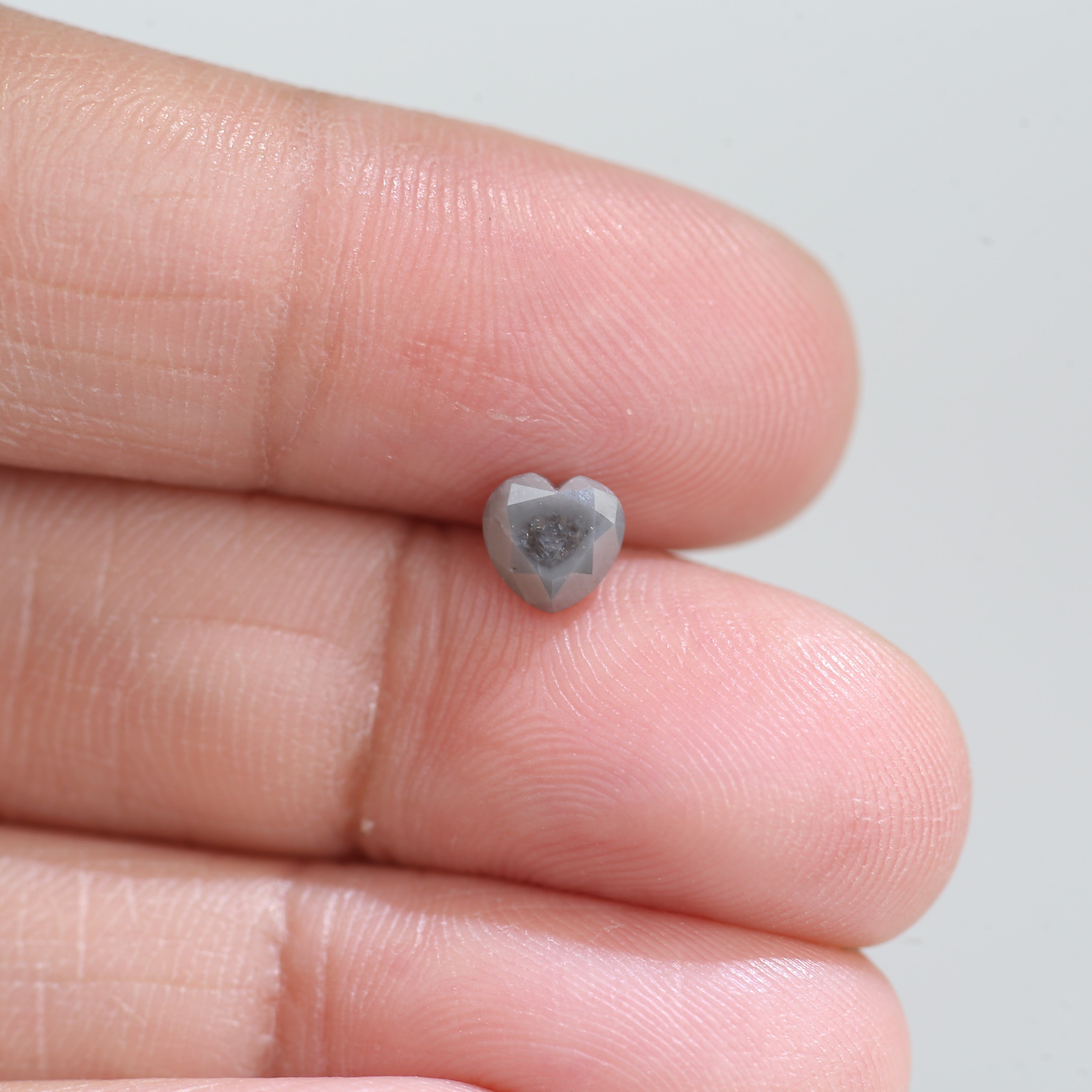 0.82 Carat Natural Heart Grey Salt And Pepper Diamond 5.20 MM