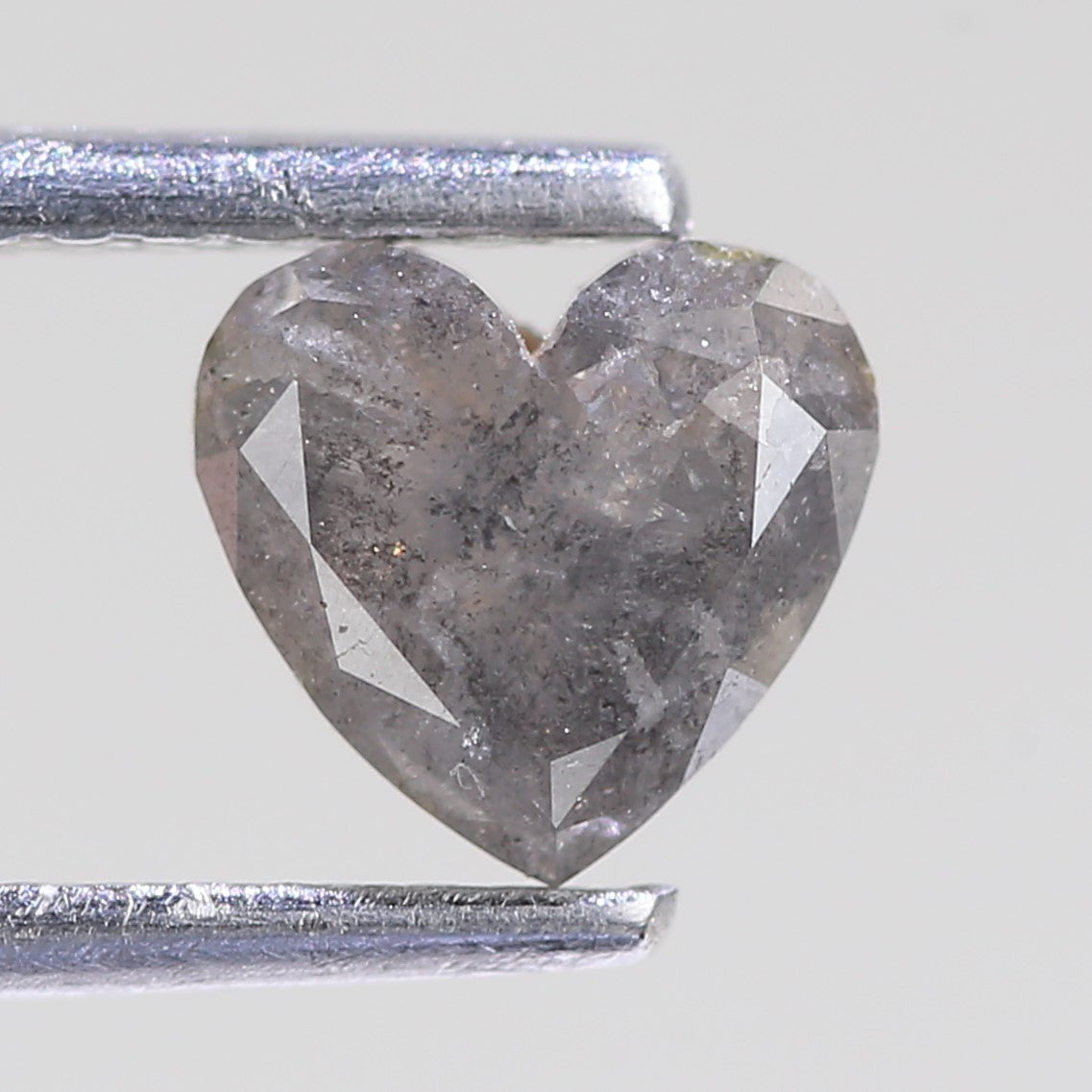 0.74 Carat Natural Salt And Pepper Heart Cut Grey Diamond 5.74 MM
