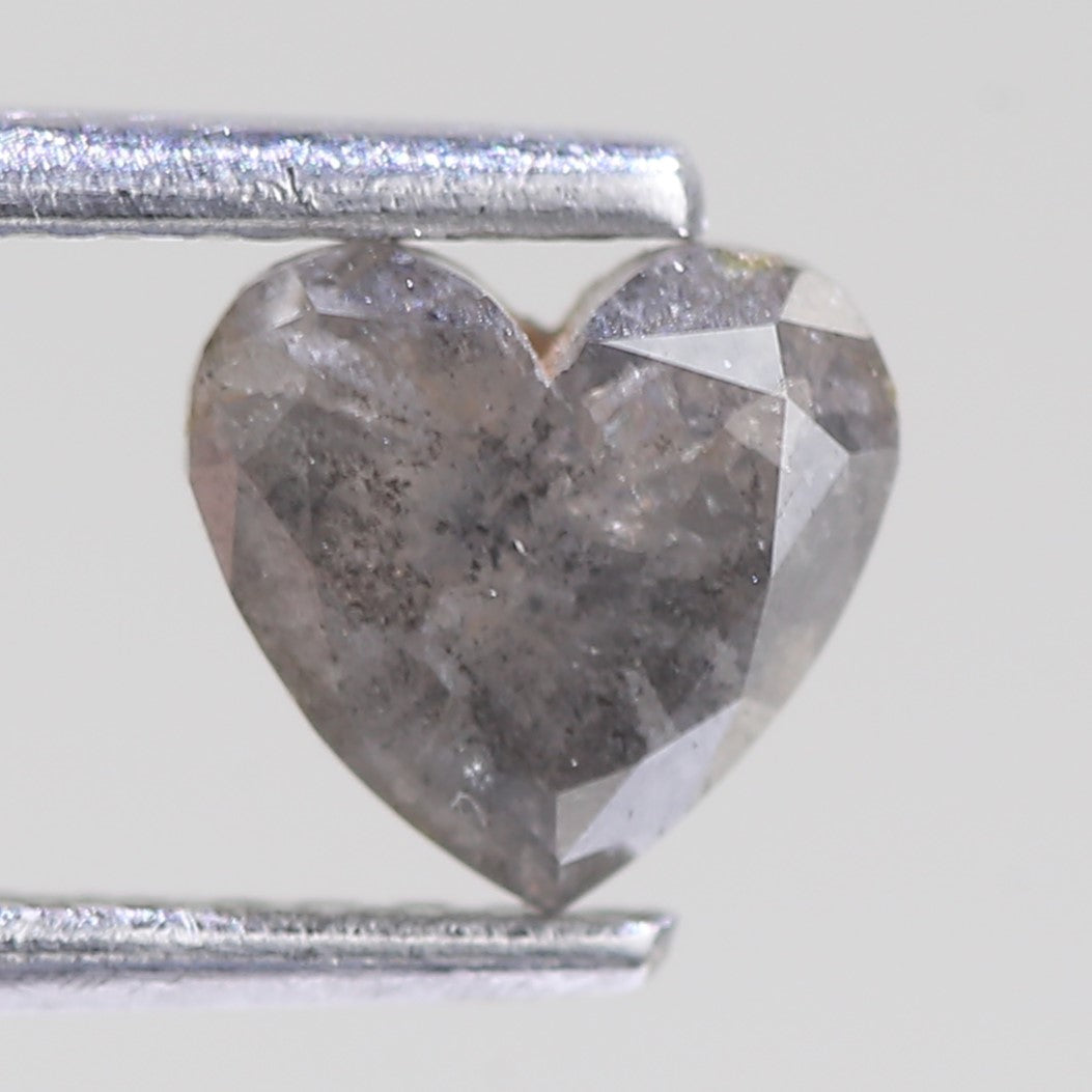 0.74 Carat Natural Salt And Pepper Heart Cut Grey Diamond 5.74 MM