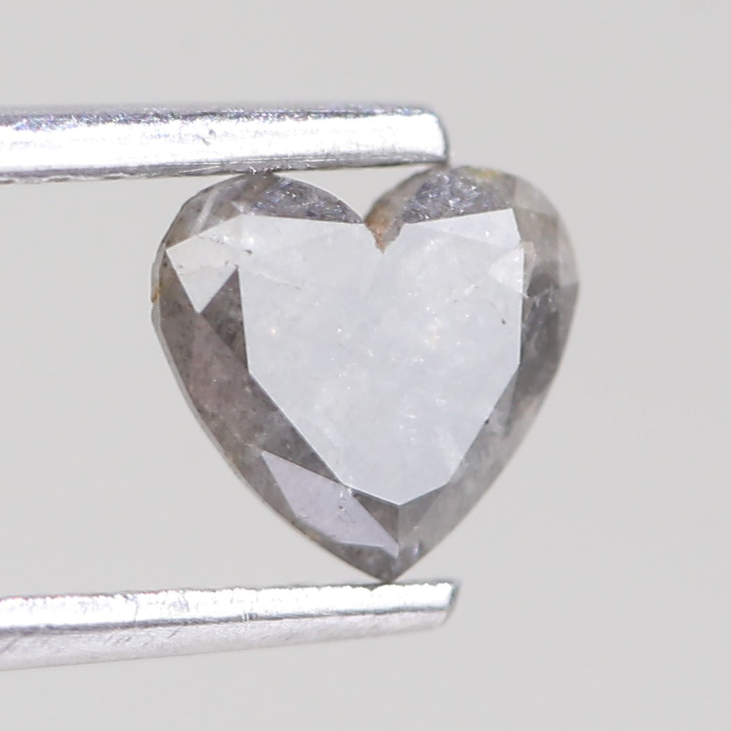 0.74 Carat Natural Salt And Pepper Heart Cut Grey Diamond 5.74 MM
