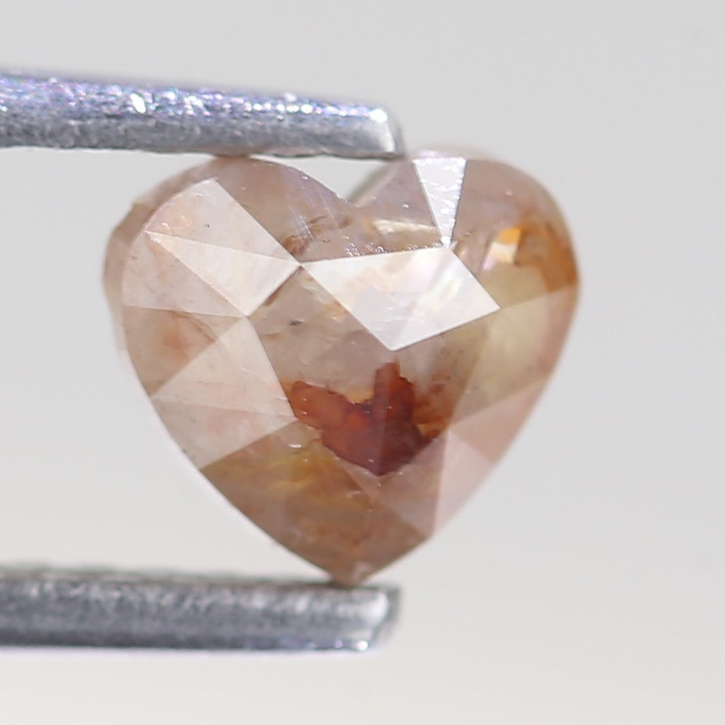 0.66 Carat Natural Orange Salt And Pepper Heart Cut Diamond 5.26 MM