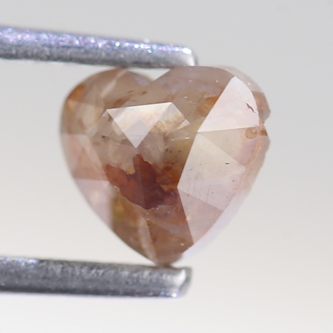 0.66 Carat Natural Orange Salt And Pepper Heart Cut Diamond 5.26 MM