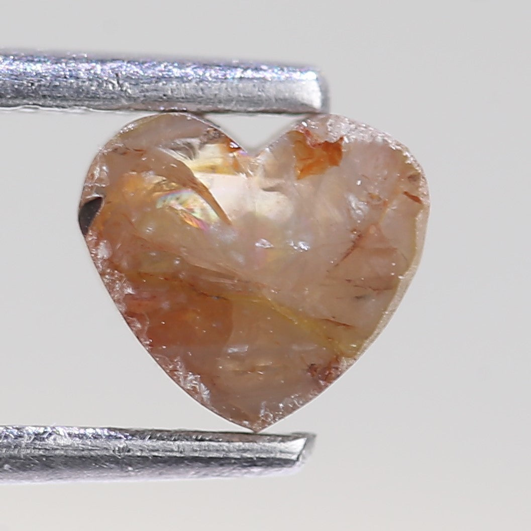 0.66 Carat Natural Orange Salt And Pepper Heart Cut Diamond 5.26 MM