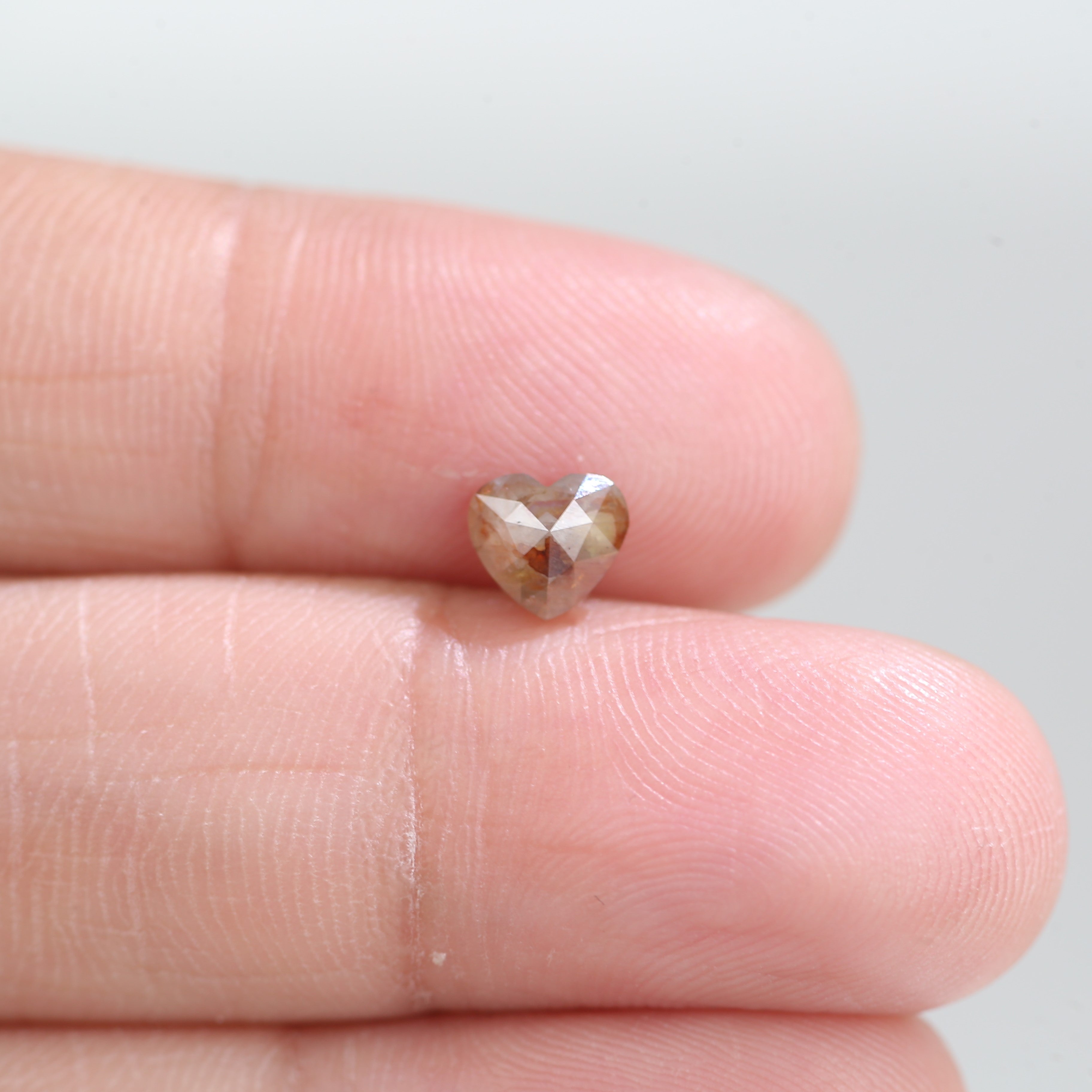 0.66 Carat Natural Orange Salt And Pepper Heart Cut Diamond 5.26 MM