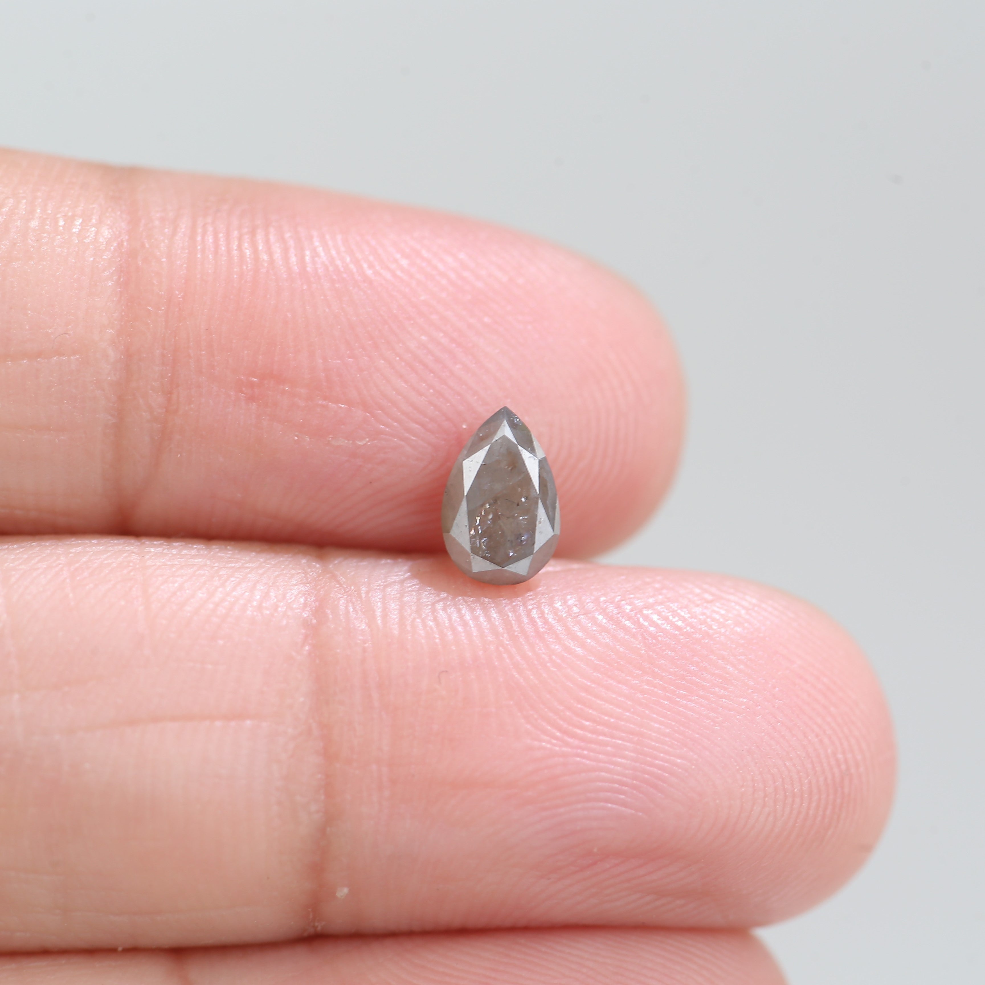 0.69 Carat Natural Grey Pear Cut Salt And Pepper Diamond 6.83 MM
