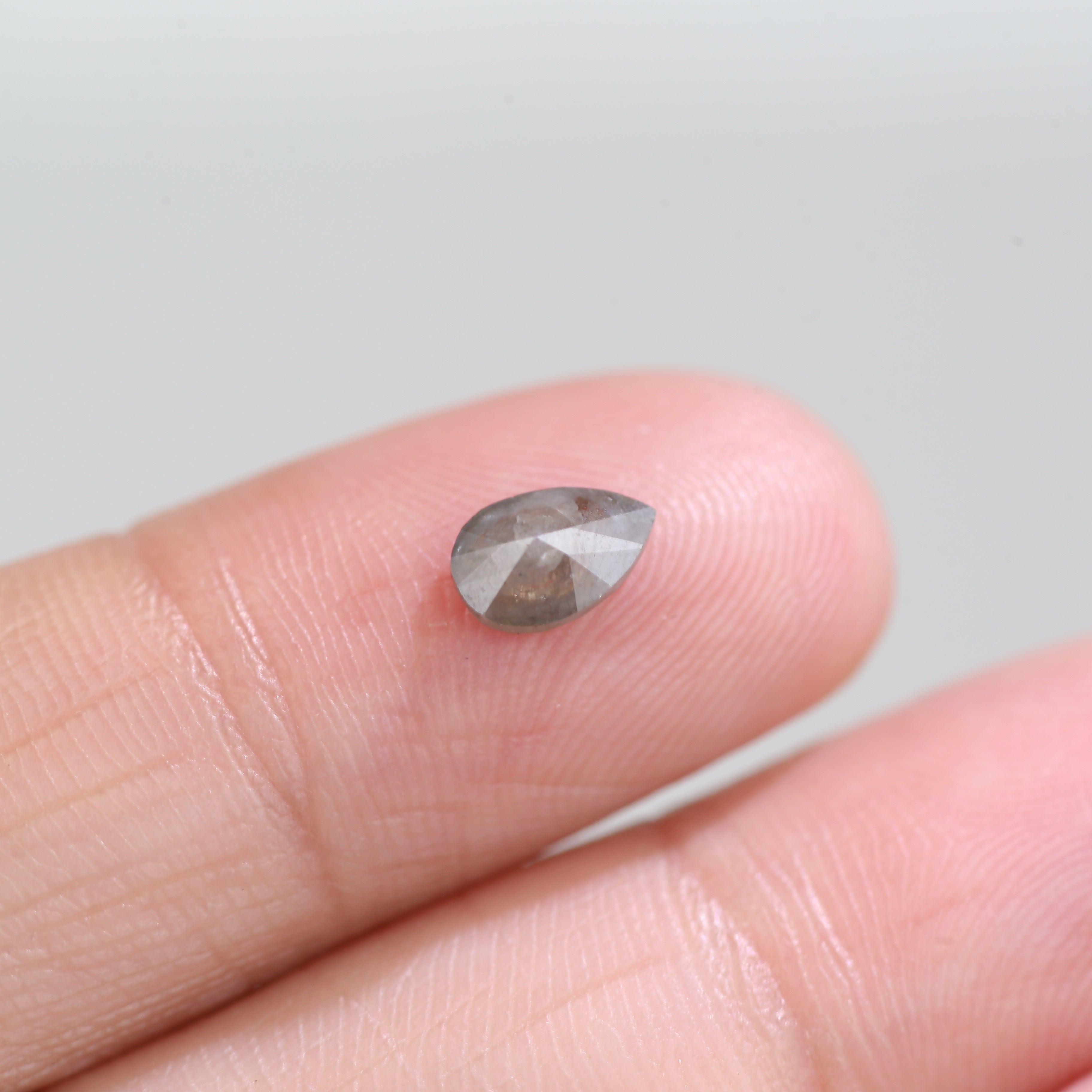 0.69 Carat Natural Grey Pear Cut Salt And Pepper Diamond 6.83 MM