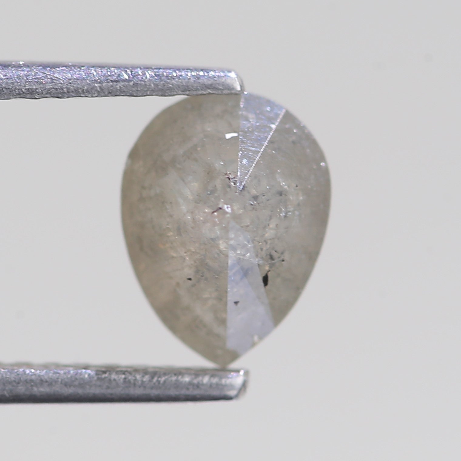 1.22 Carat Natural Icy Gray Pear Salt And Pepper Diamond 7.58 MM