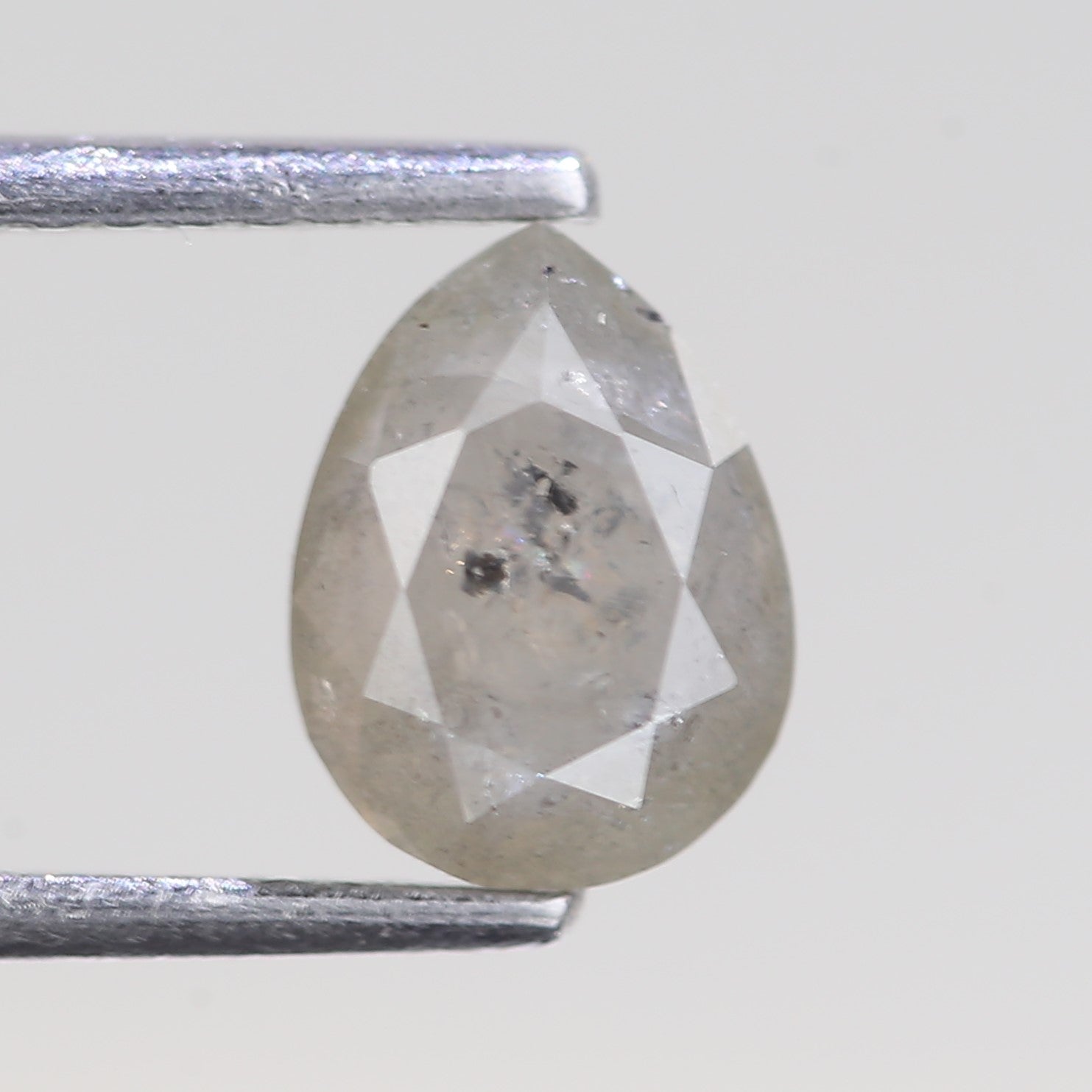 1.22 Carat Natural Icy Gray Pear Salt And Pepper Diamond 7.58 MM