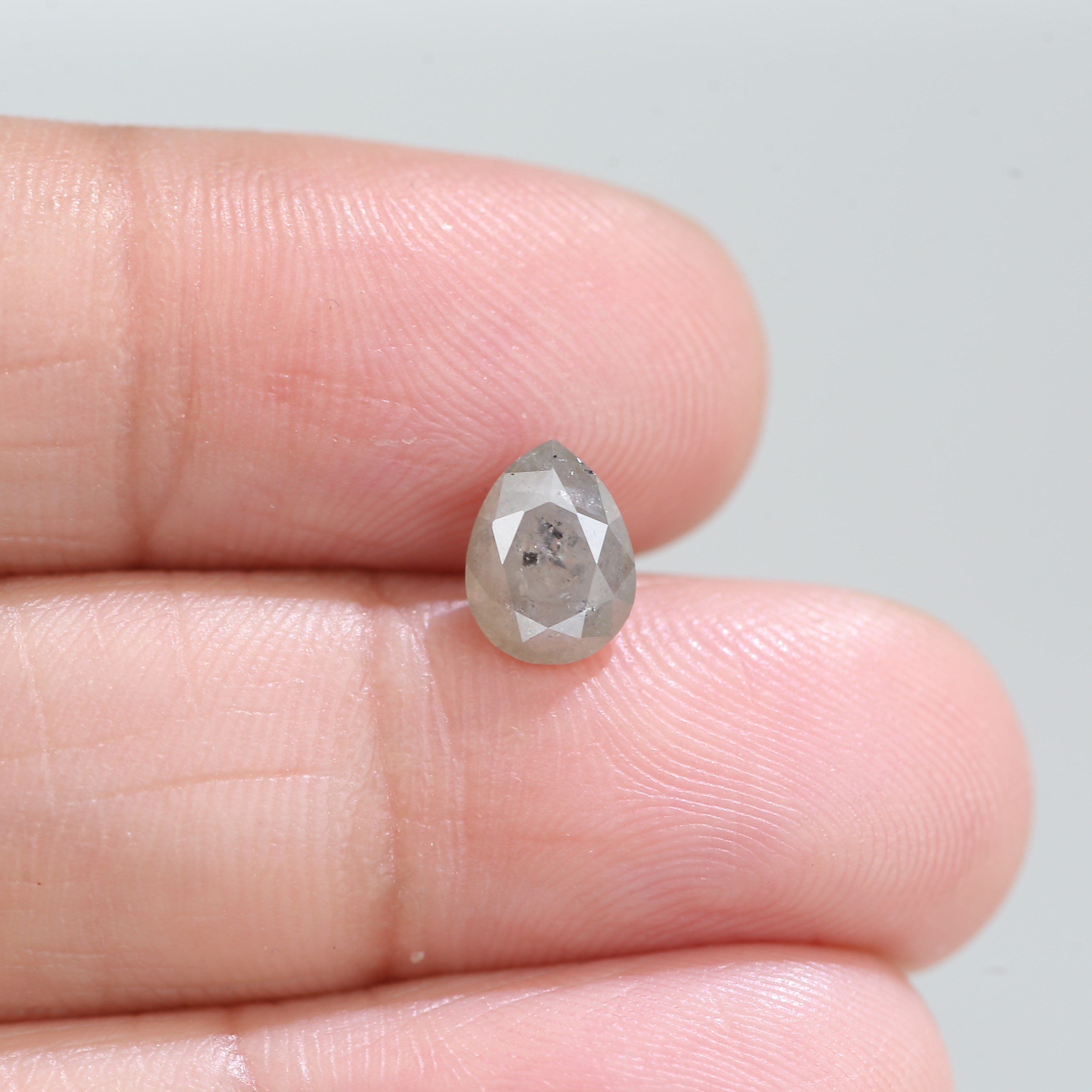 1.22 Carat Natural Icy Gray Pear Salt And Pepper Diamond 7.58 MM