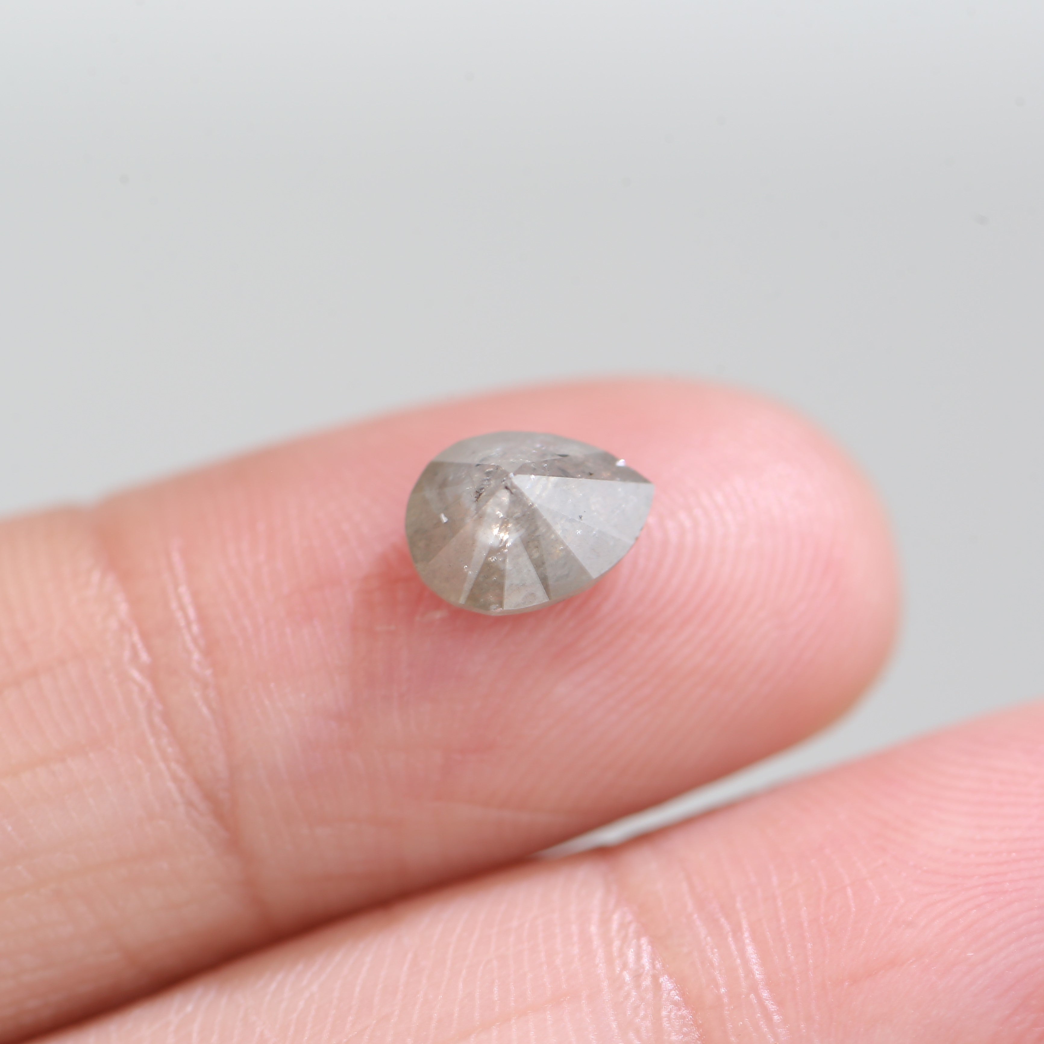 1.22 Carat Natural Icy Gray Pear Salt And Pepper Diamond 7.58 MM