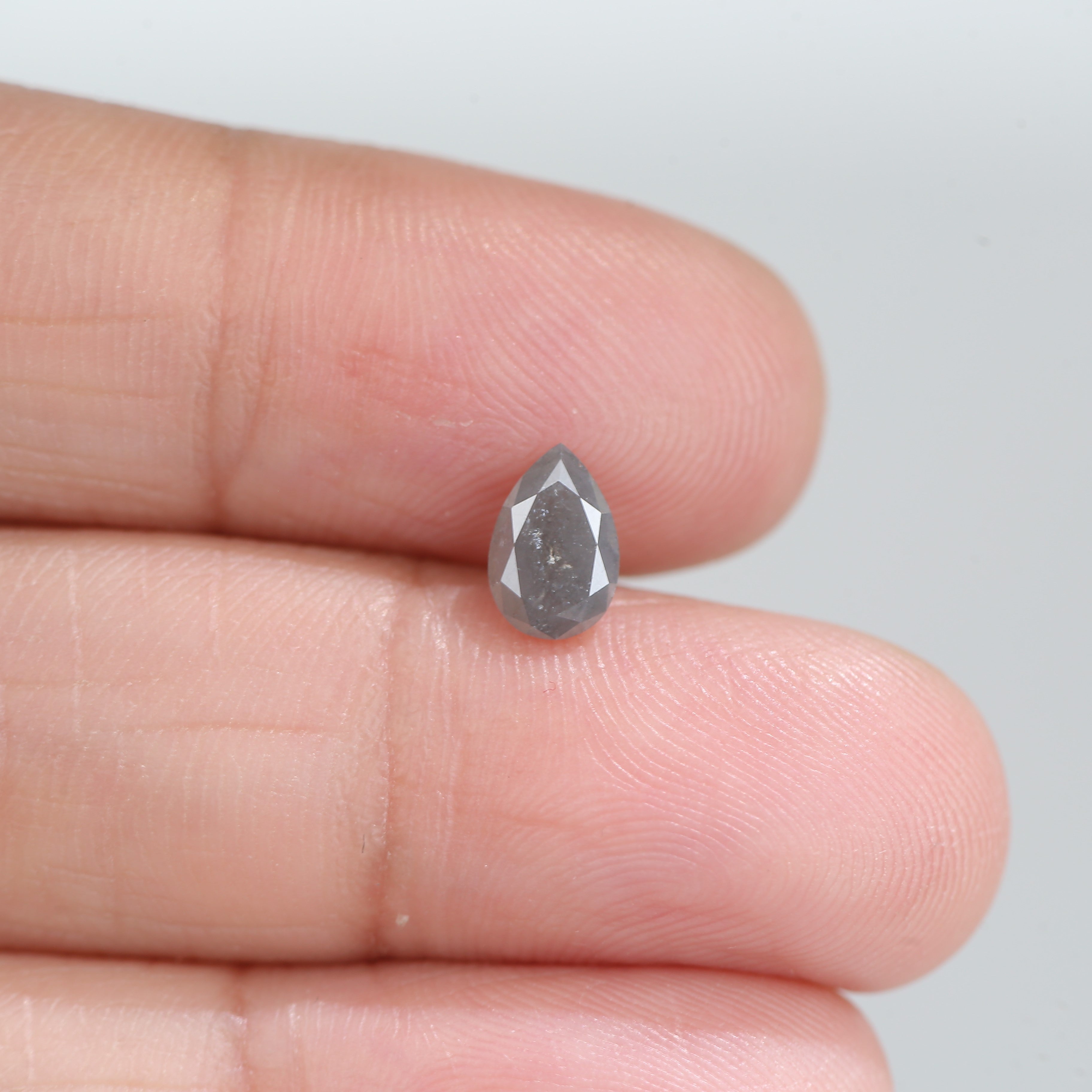 0.72 Carat Natural  Pear Cut Gray Salt And Pepper Diamond 7.20 MM