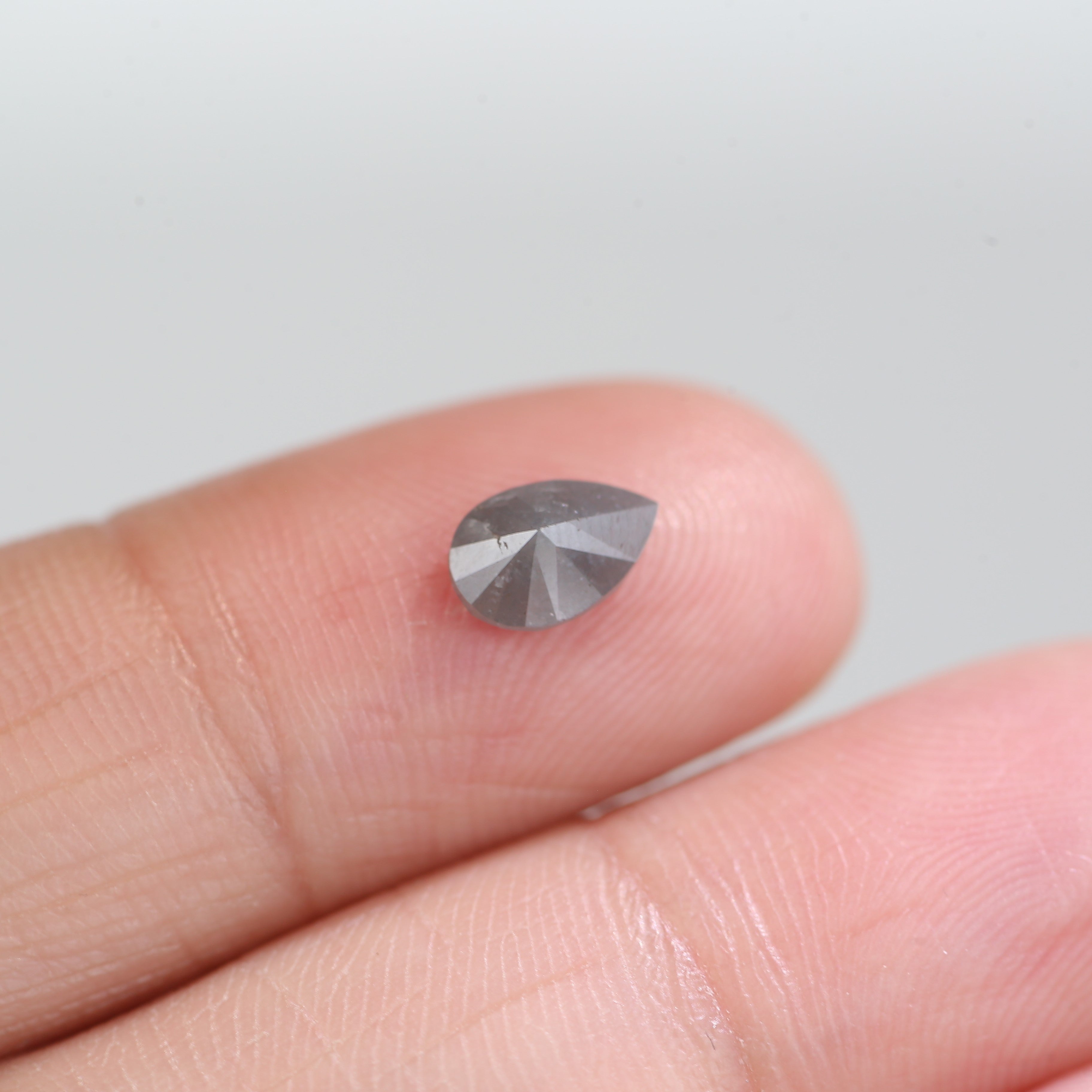 0.72 Carat Natural  Pear Cut Gray Salt And Pepper Diamond 7.20 MM