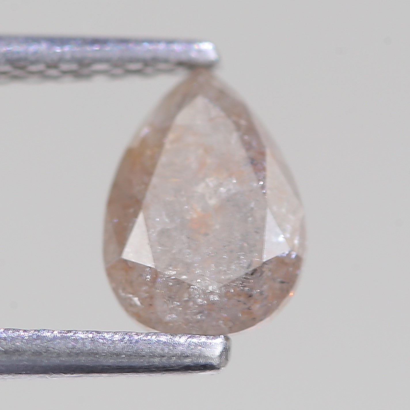 0.86 Carat Natural Peach Gray Pear Cut Salt And Pepper Diamond 6.93 MM