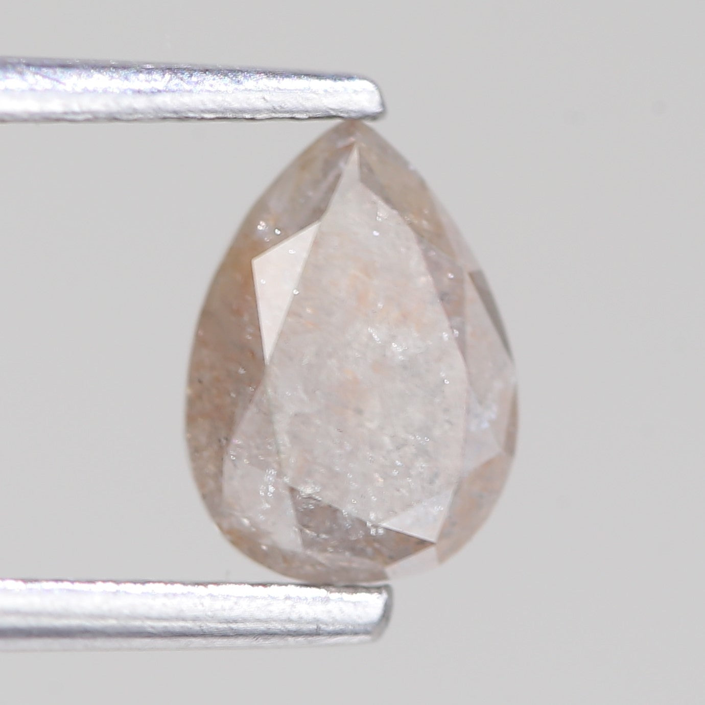 0.86 Carat Natural Peach Gray Pear Cut Salt And Pepper Diamond 6.93 MM