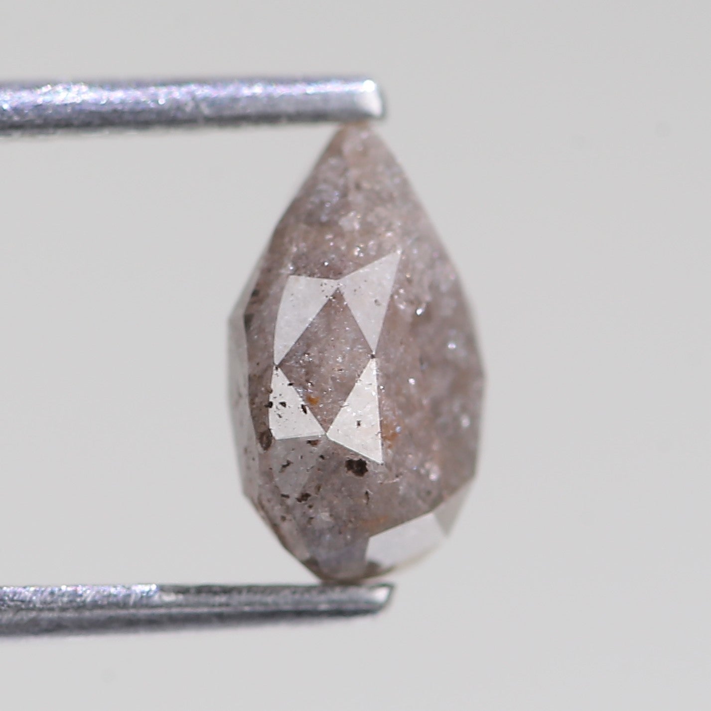 1.44 Carat Natural Brown Pear Cut  Salt And Pepper Diamond 8.31 MM