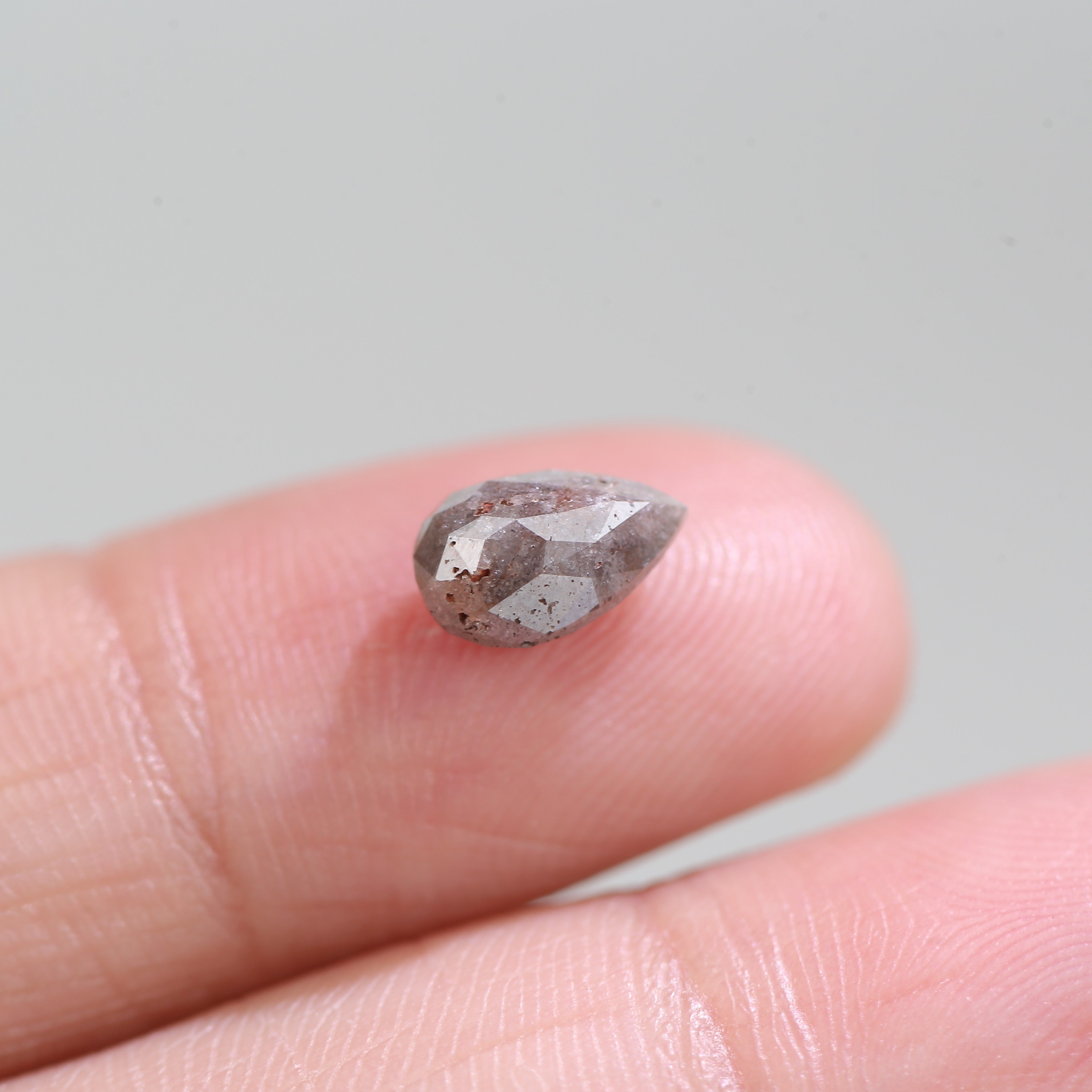 1.44 Carat Natural Brown Pear Cut  Salt And Pepper Diamond 8.31 MM