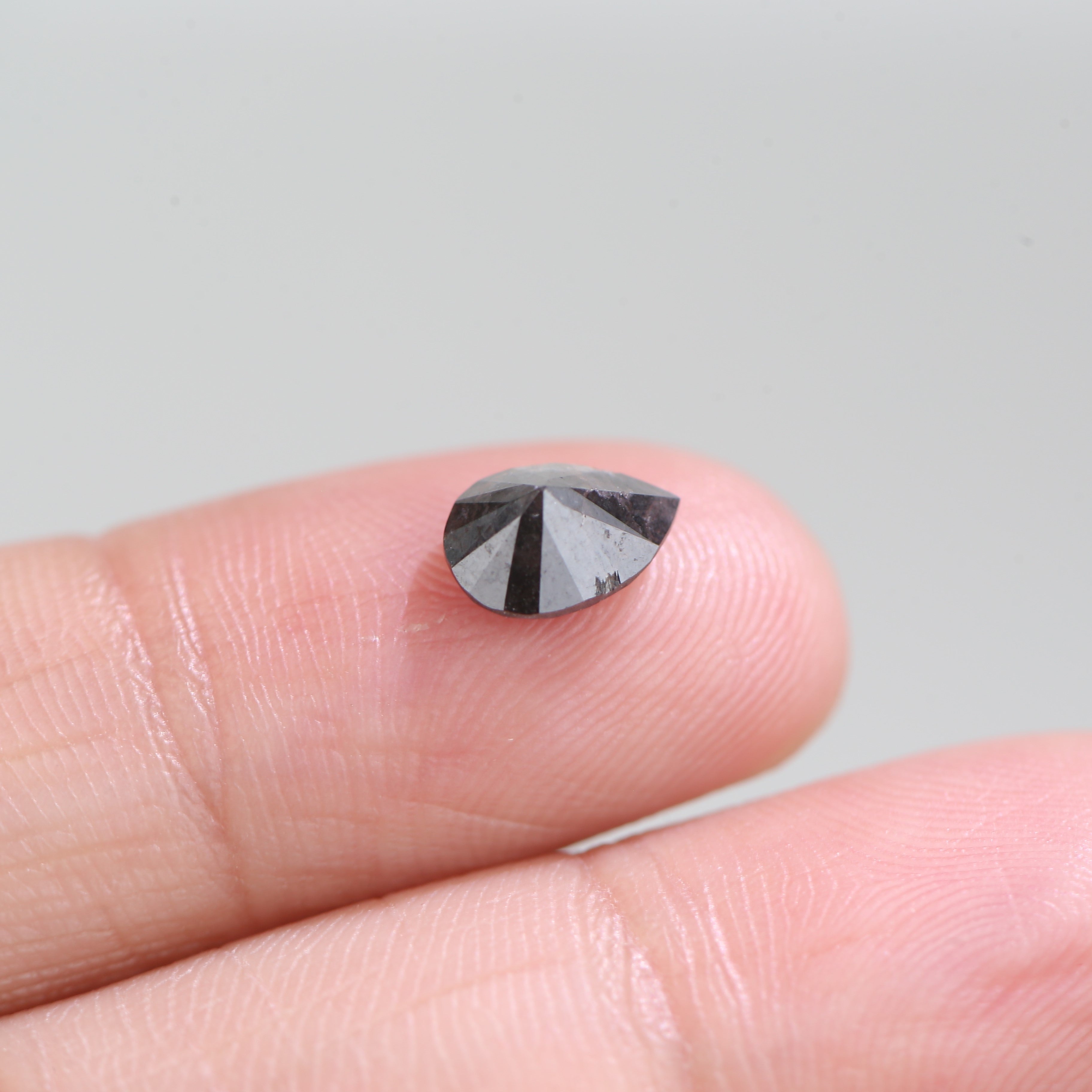 1.13 Carat Natural Pear Cut Black Salt And Pepper Diamond 7.95 MM