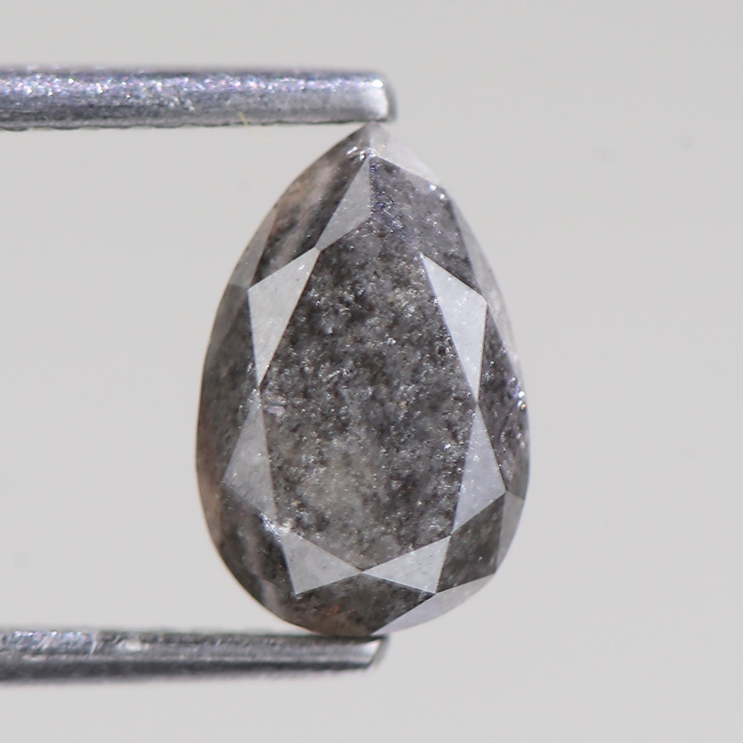 1.59 Carat Natural Gray Pear Cut Salt And Pepper Diamond 8.40 MM