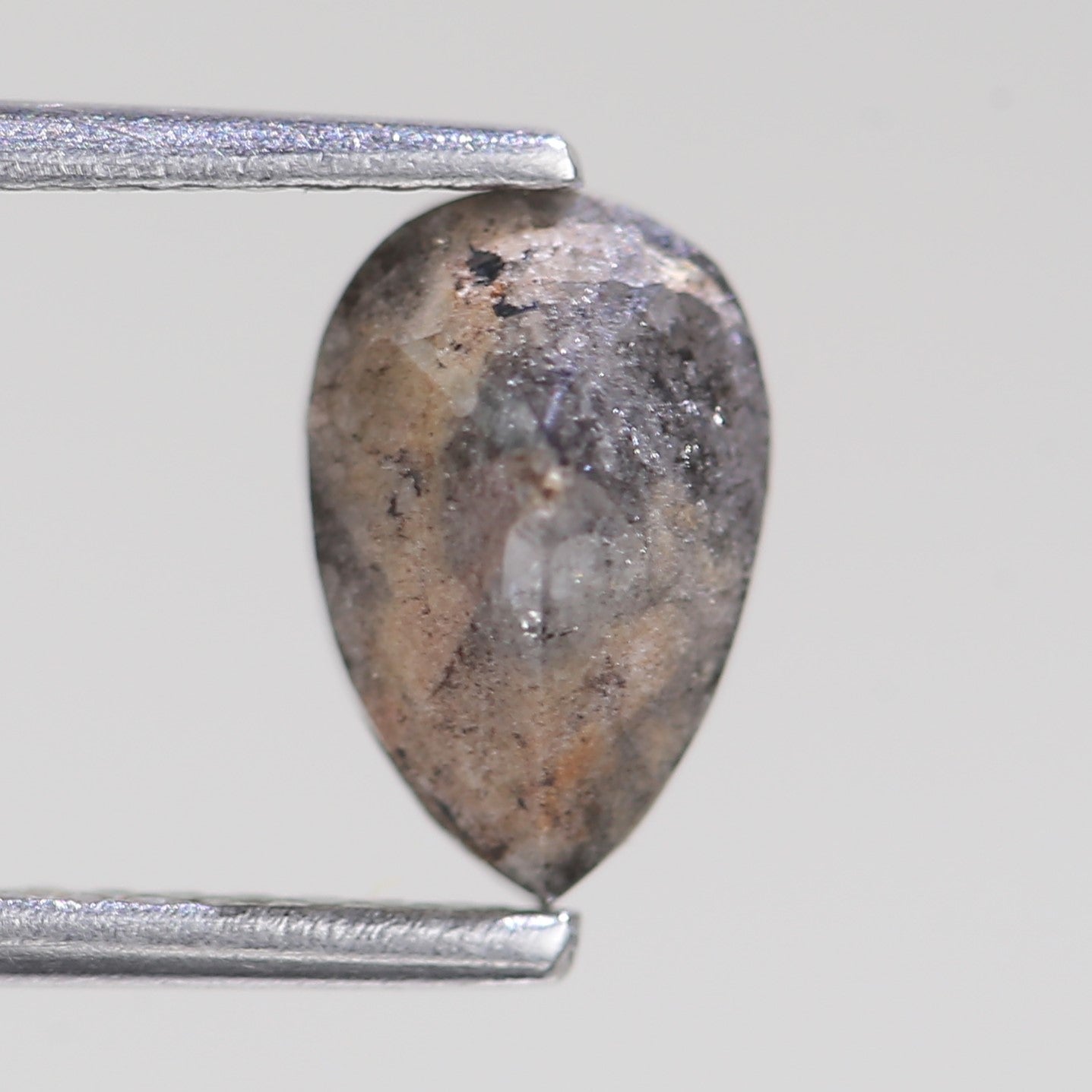 1.59 Carat Natural Gray Pear Cut Salt And Pepper Diamond 8.40 MM