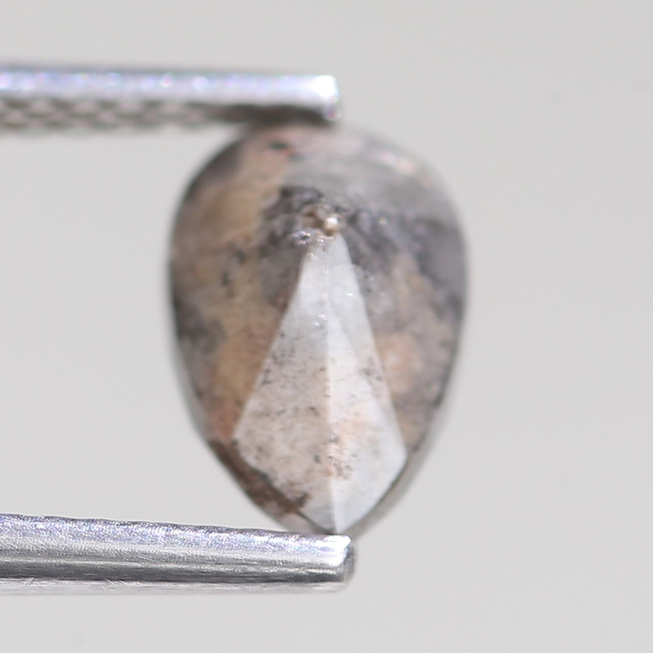 1.59 Carat Natural Gray Pear Cut Salt And Pepper Diamond 8.40 MM