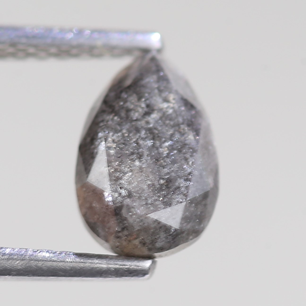 1.59 Carat Natural Gray Pear Cut Salt And Pepper Diamond 8.40 MM
