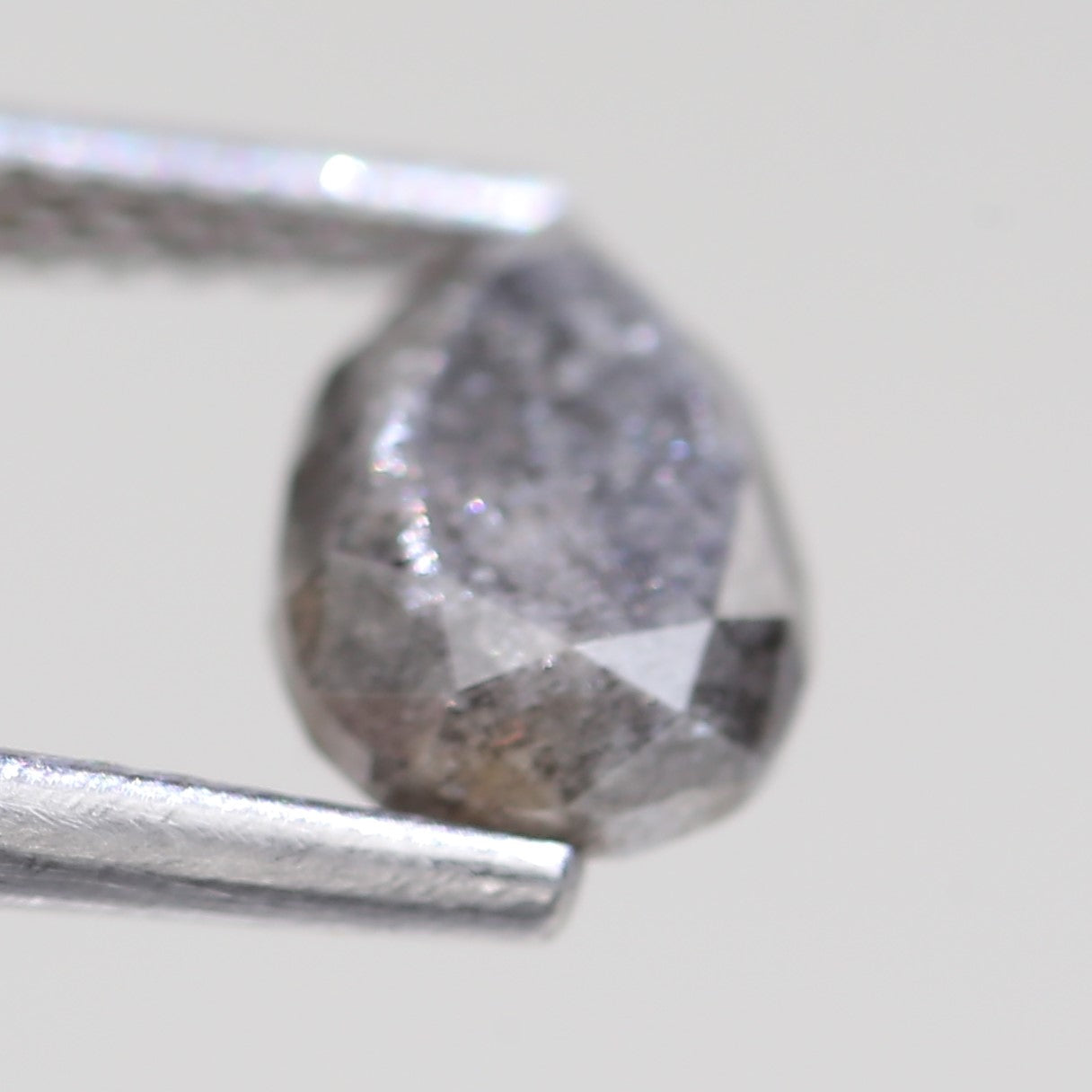 1.59 Carat Natural Gray Pear Cut Salt And Pepper Diamond 8.40 MM