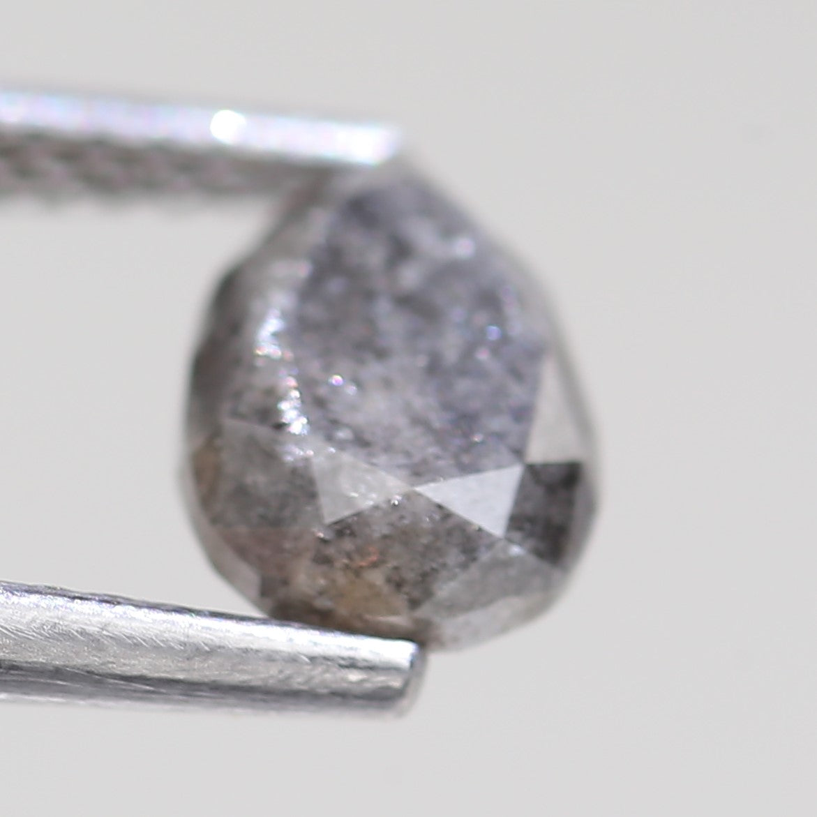1.59 Carat Natural Gray Pear Cut Salt And Pepper Diamond 8.40 MM