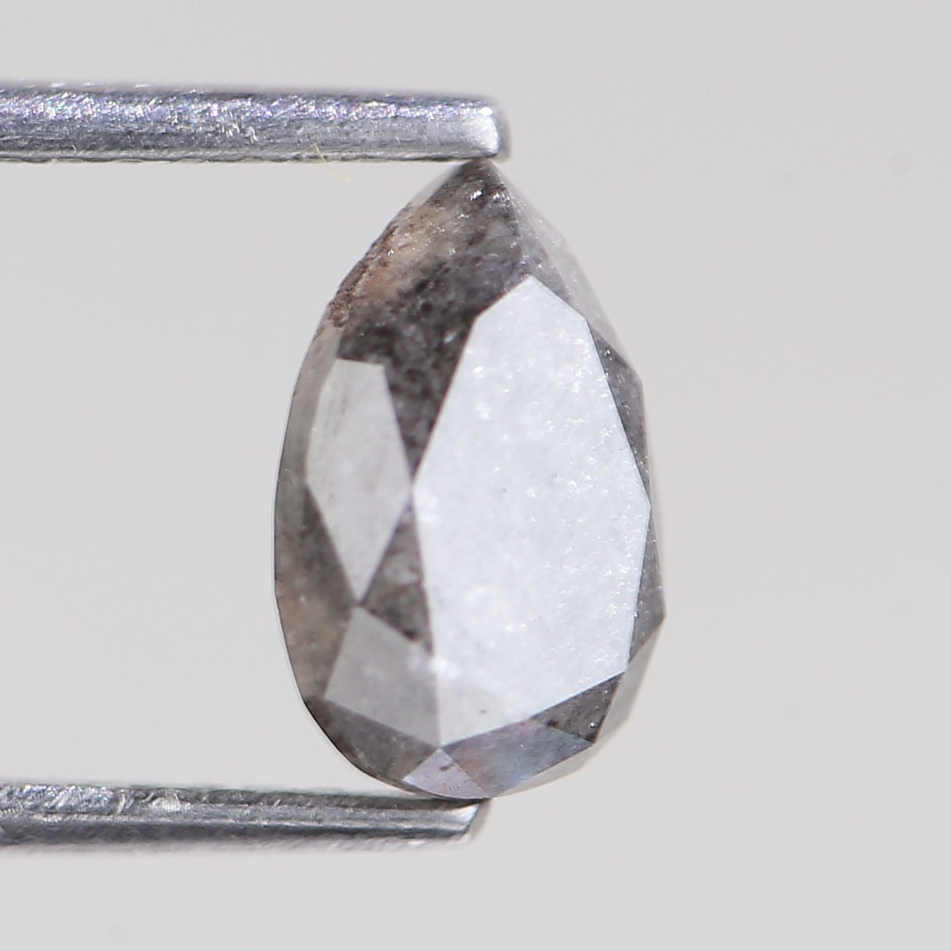 1.59 Carat Natural Gray Pear Cut Salt And Pepper Diamond 8.40 MM