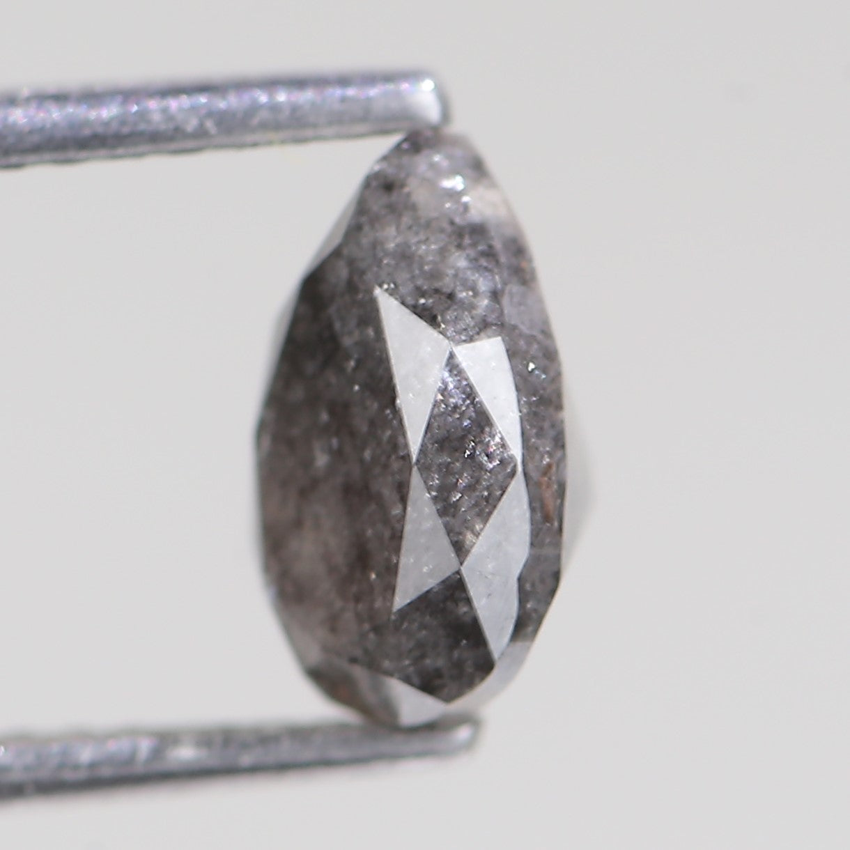 1.59 Carat Natural Gray Pear Cut Salt And Pepper Diamond 8.40 MM