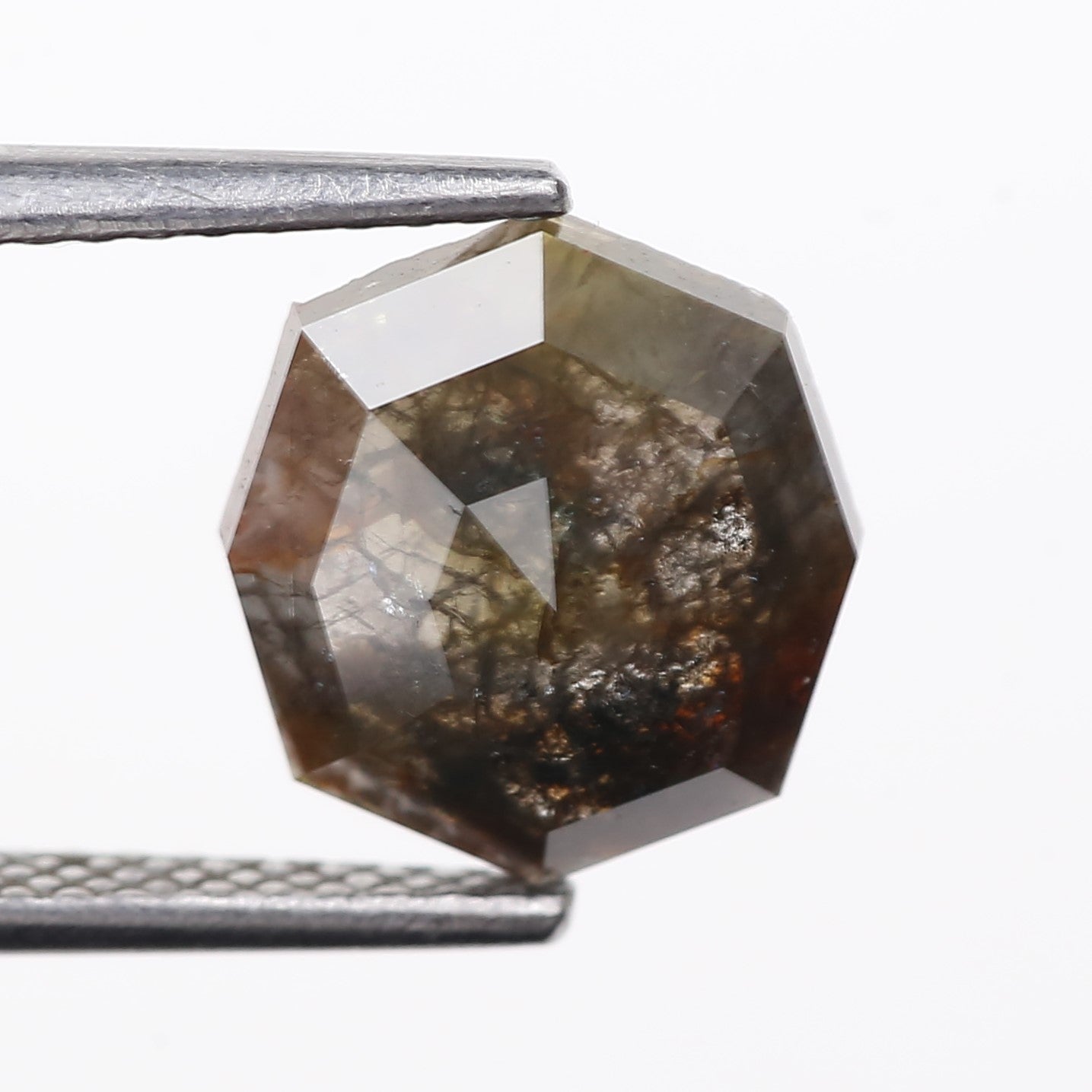 2.01 Carat Natural Gray Hexagon Cut Salt And Pepper Diamond 9.80 MM