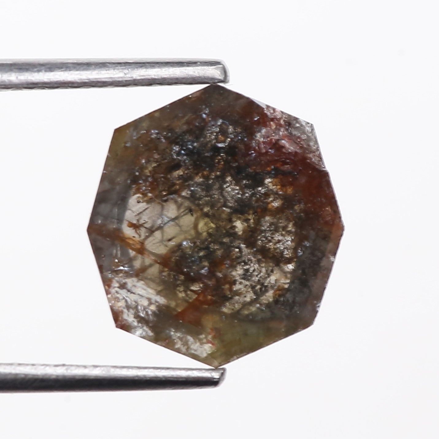 2.01 Carat Natural Gray Hexagon Cut Salt And Pepper Diamond 9.80 MM