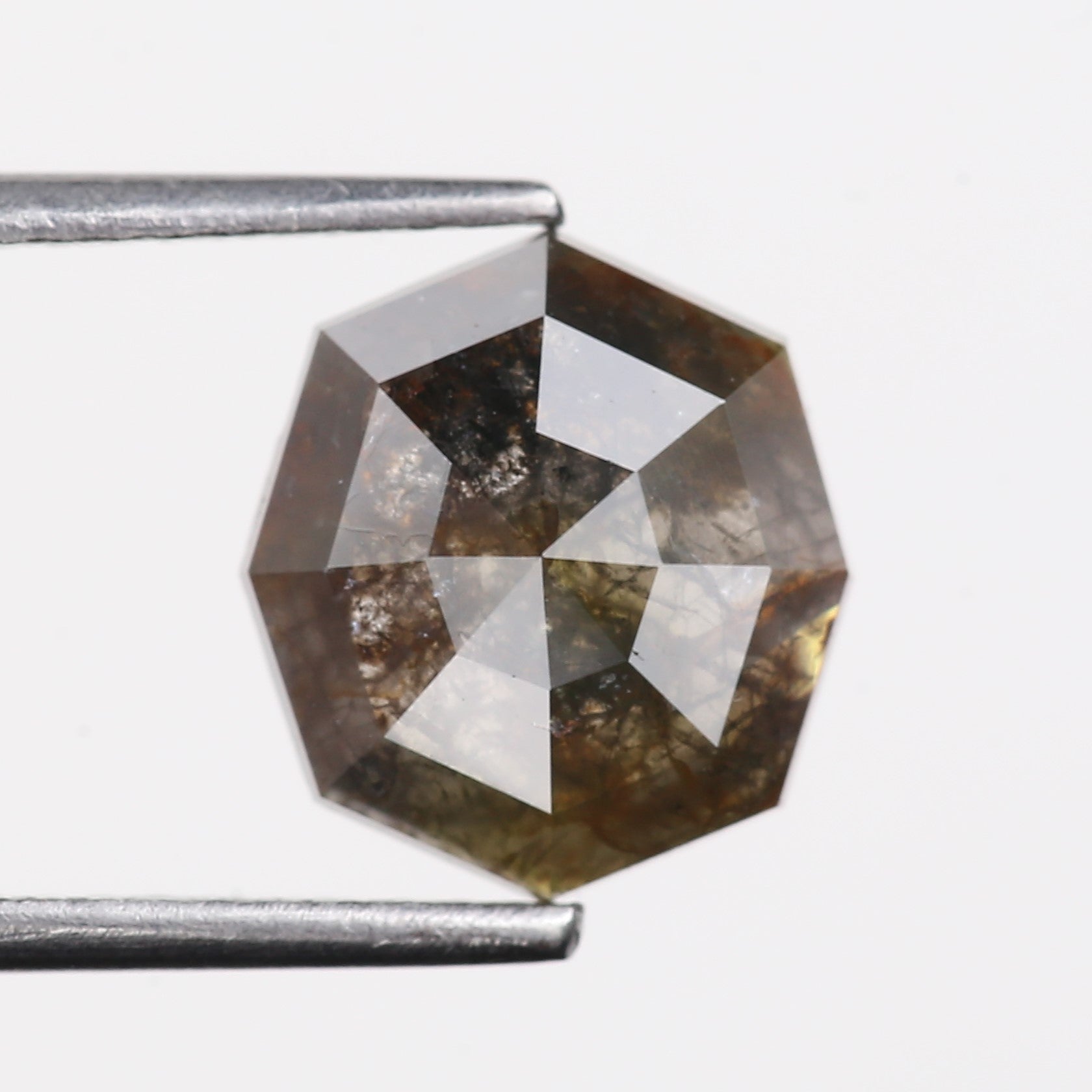 2.01 Carat Natural Gray Hexagon Cut Salt And Pepper Diamond 9.80 MM