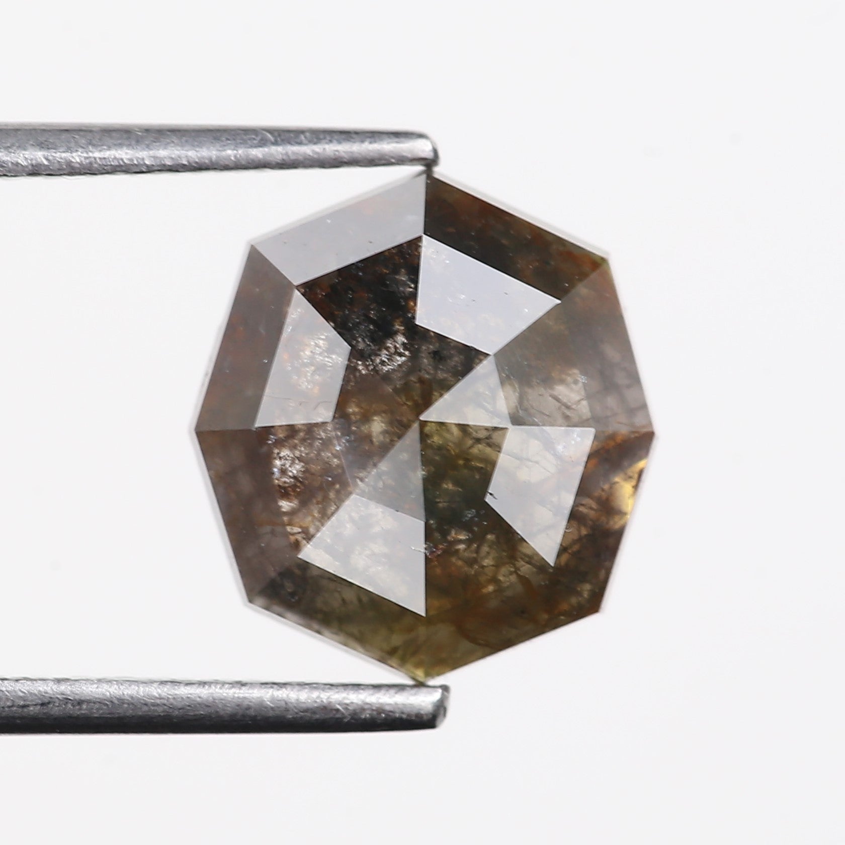 2.01 Carat Natural Gray Hexagon Cut Salt And Pepper Diamond 9.80 MM