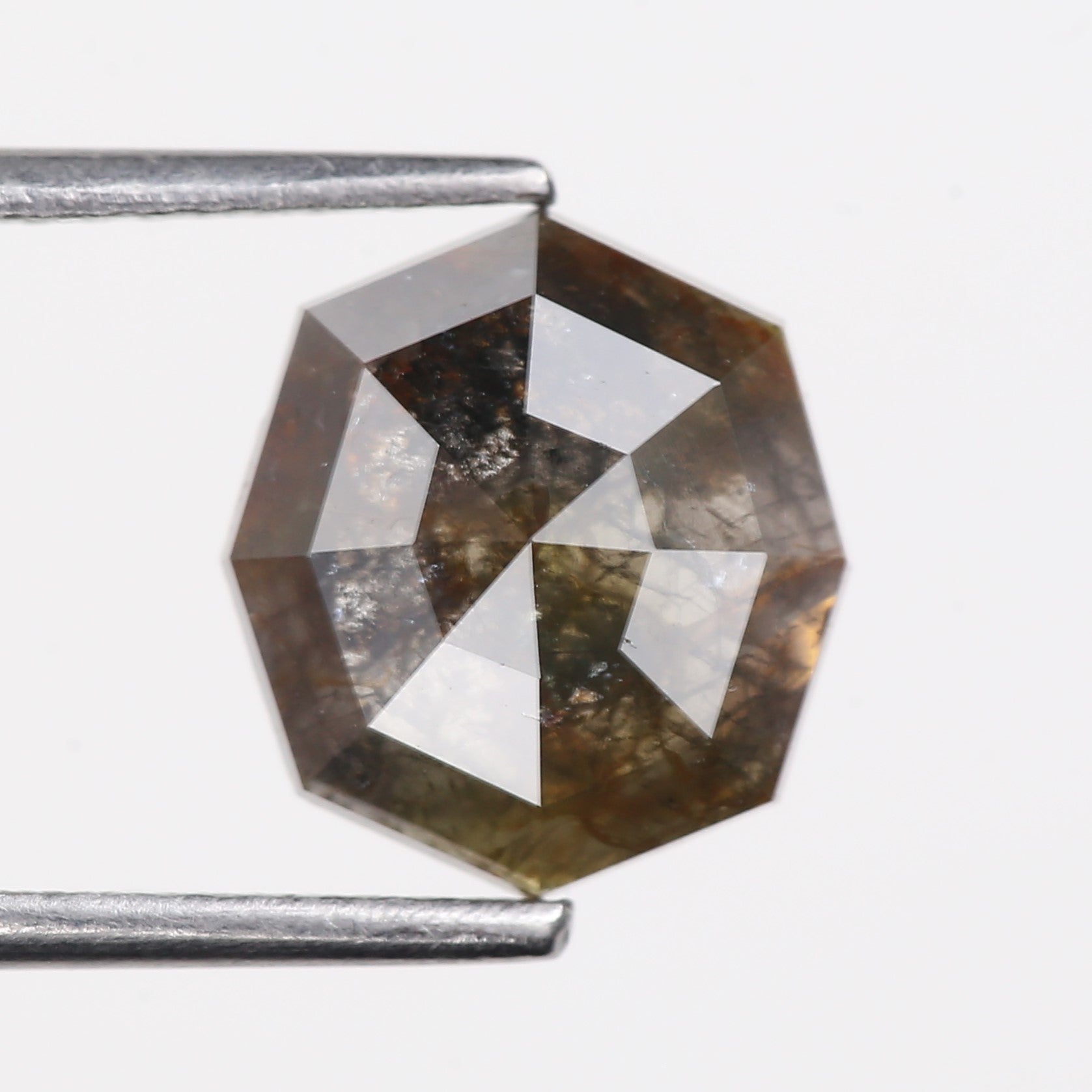 2.01 Carat Natural Gray Hexagon Cut Salt And Pepper Diamond 9.80 MM