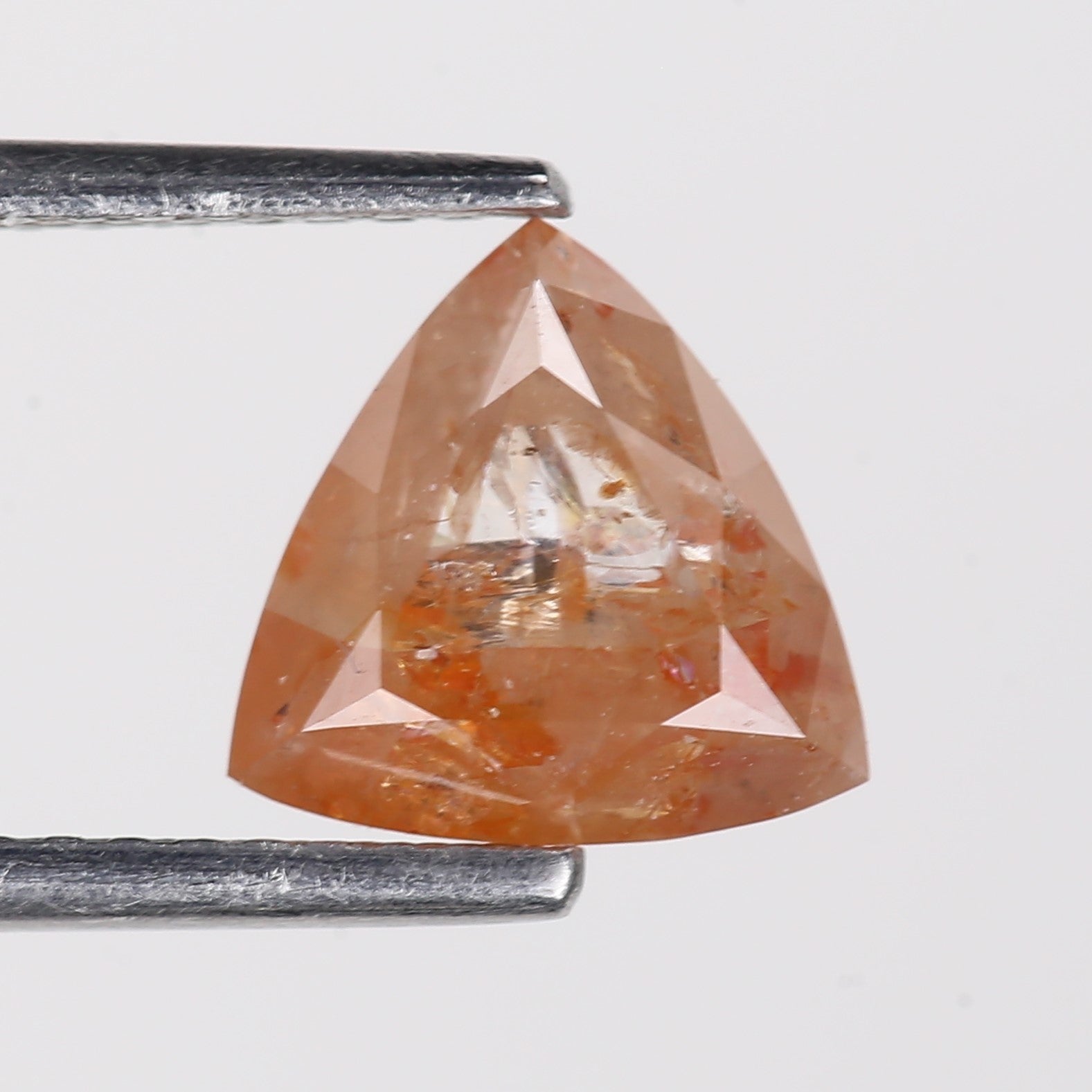 1.80 Carat Natural Orange Trillion Cut Salt And Pepper Diamond 7.50 MM