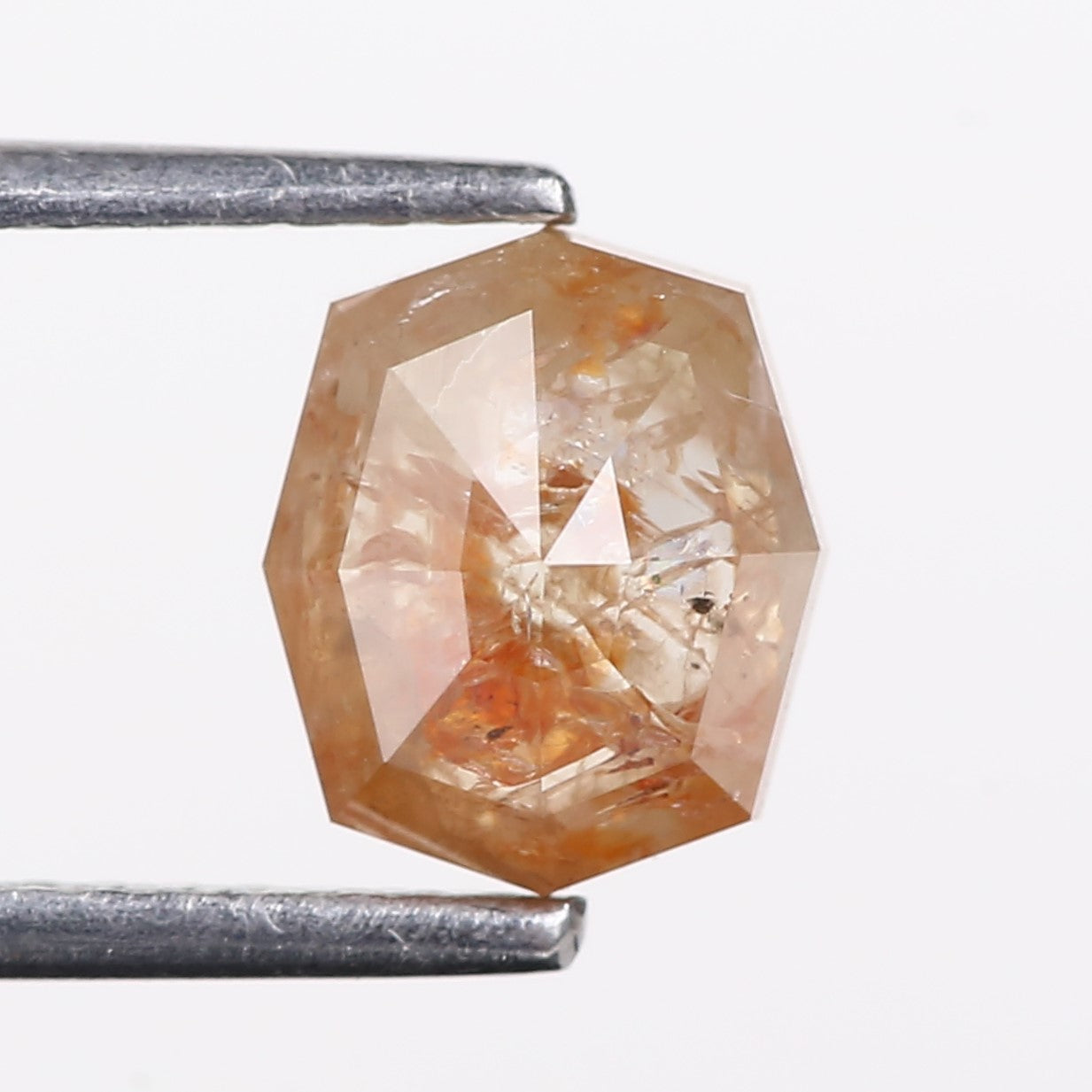 1.63 Carat Natural Orange Hexagon Cut Salt And Pepper Diamond 7.06 MM