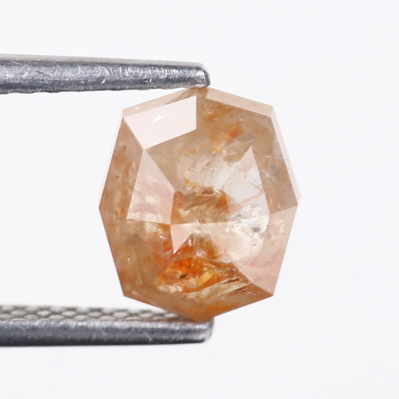 1.63 Carat Natural Orange Hexagon Cut Salt And Pepper Diamond 7.06 MM