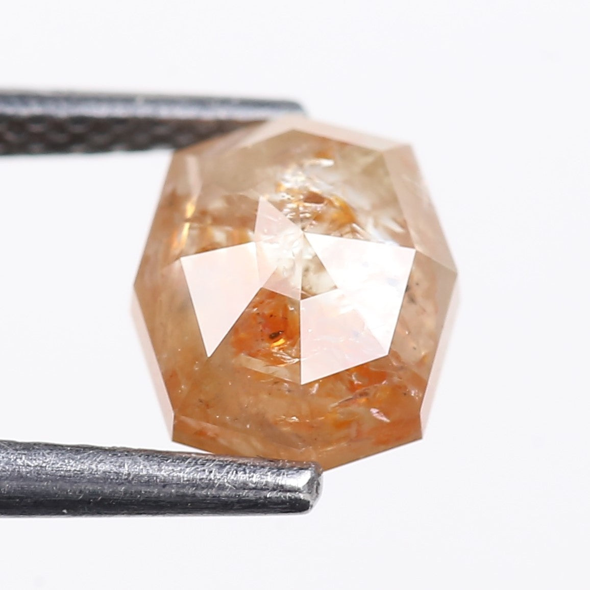1.63 Carat Natural Orange Hexagon Cut Salt And Pepper Diamond 7.06 MM