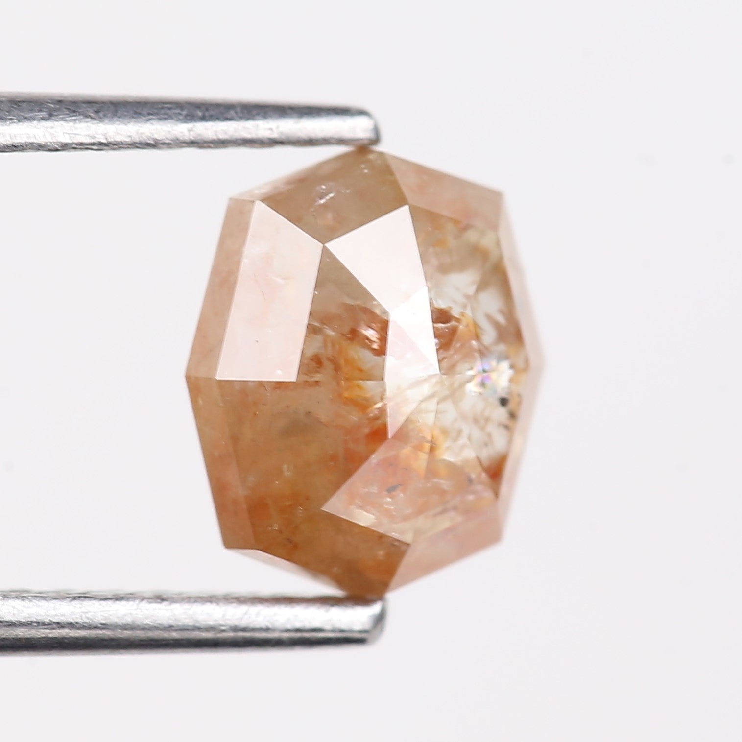 1.63 Carat Natural Orange Hexagon Cut Salt And Pepper Diamond 7.06 MM