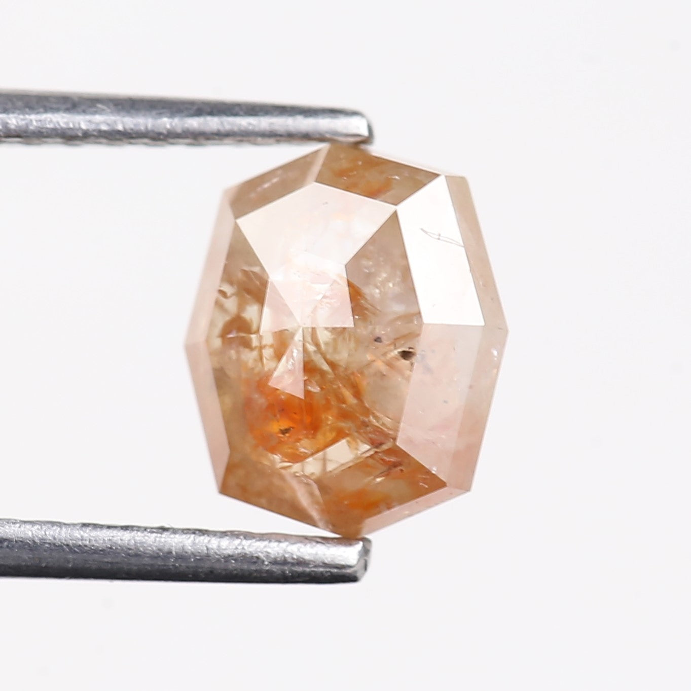 1.63 Carat Natural Orange Hexagon Cut Salt And Pepper Diamond 7.06 MM