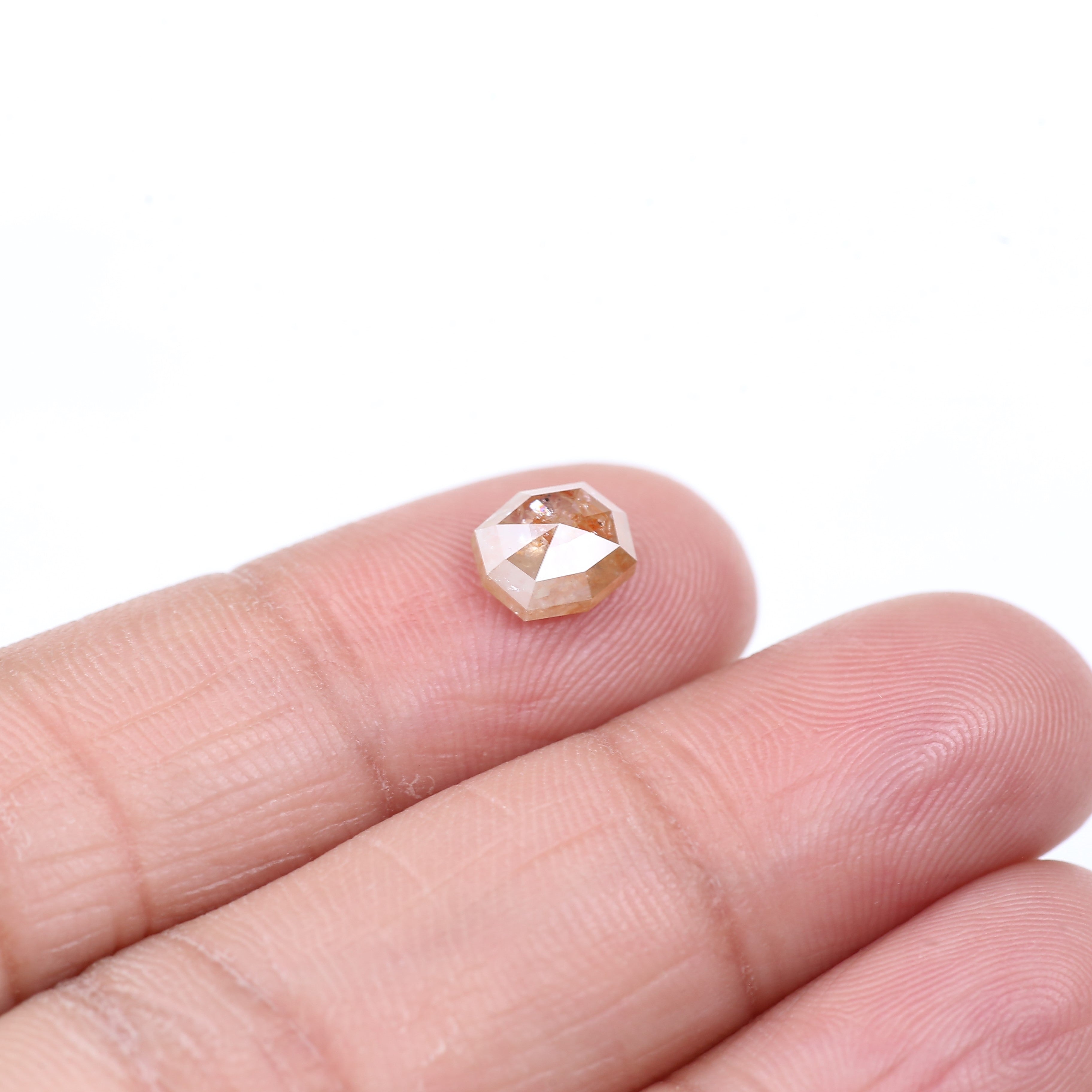 1.63 Carat Natural Orange Hexagon Cut Salt And Pepper Diamond 7.06 MM