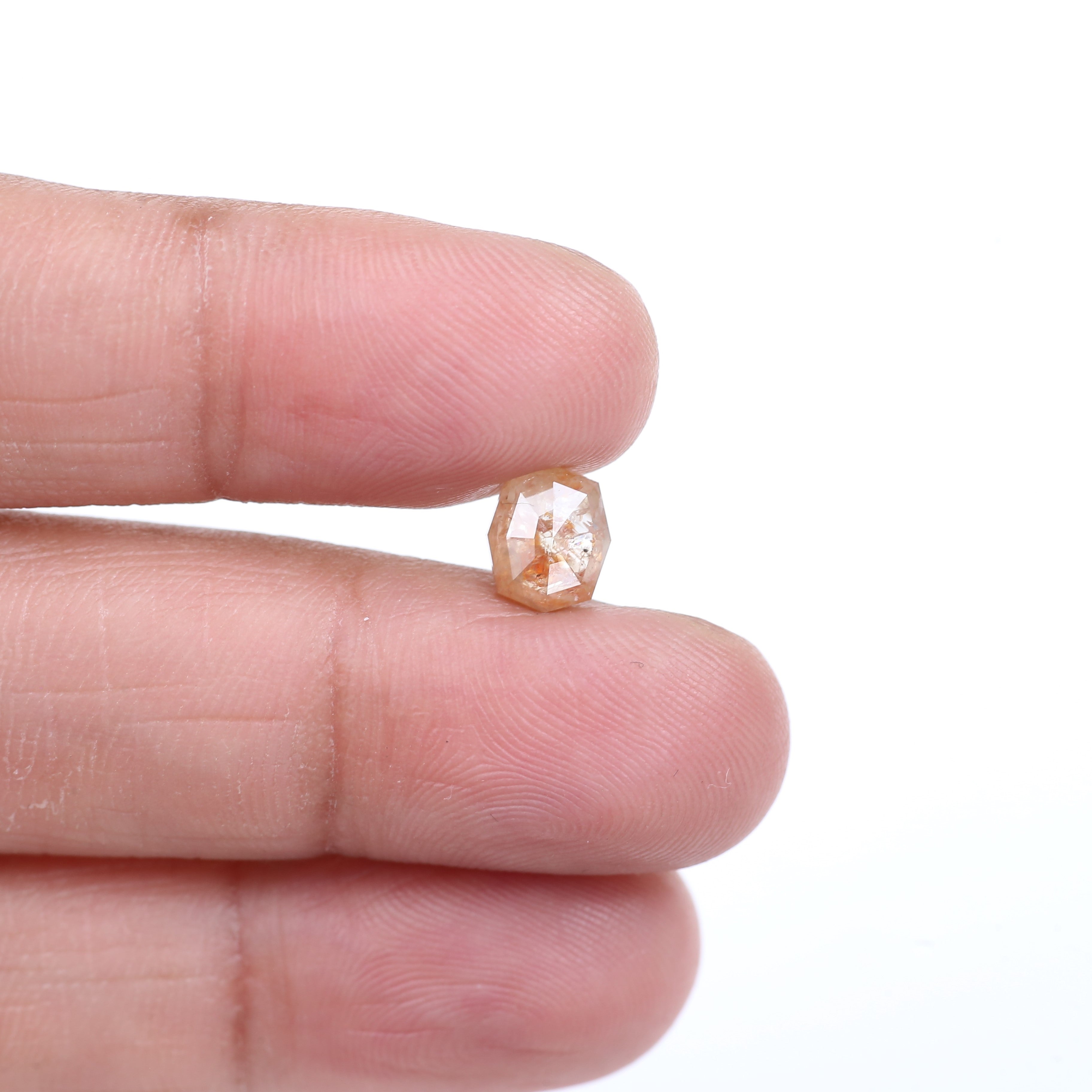 1.63 Carat Natural Orange Hexagon Cut Salt And Pepper Diamond 7.06 MM