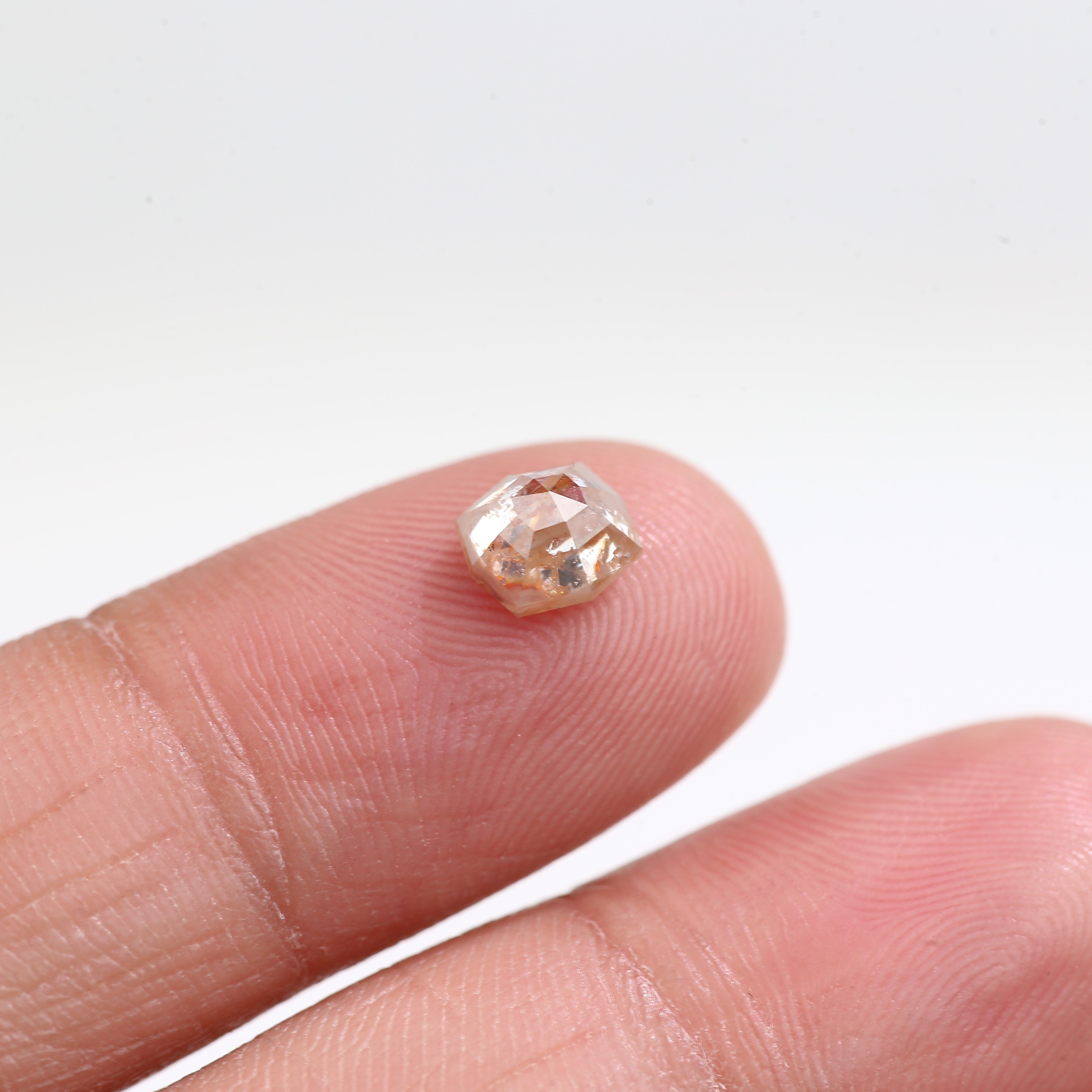 1.08 Carat Natural Light Orange Hexagon Cut Salt And Pepper Diamond 6.20 MM