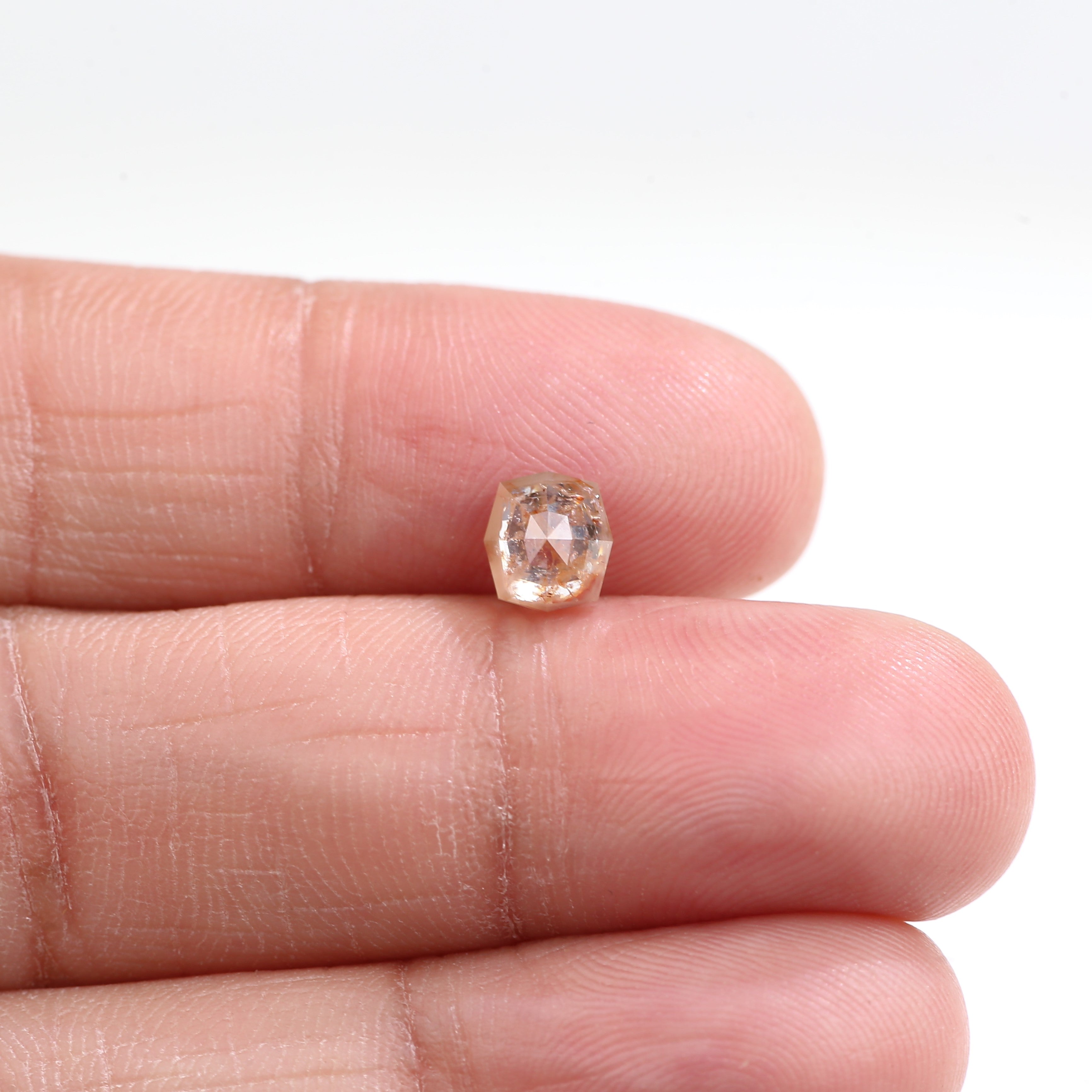 1.08 Carat Natural Light Orange Hexagon Cut Salt And Pepper Diamond 6.20 MM