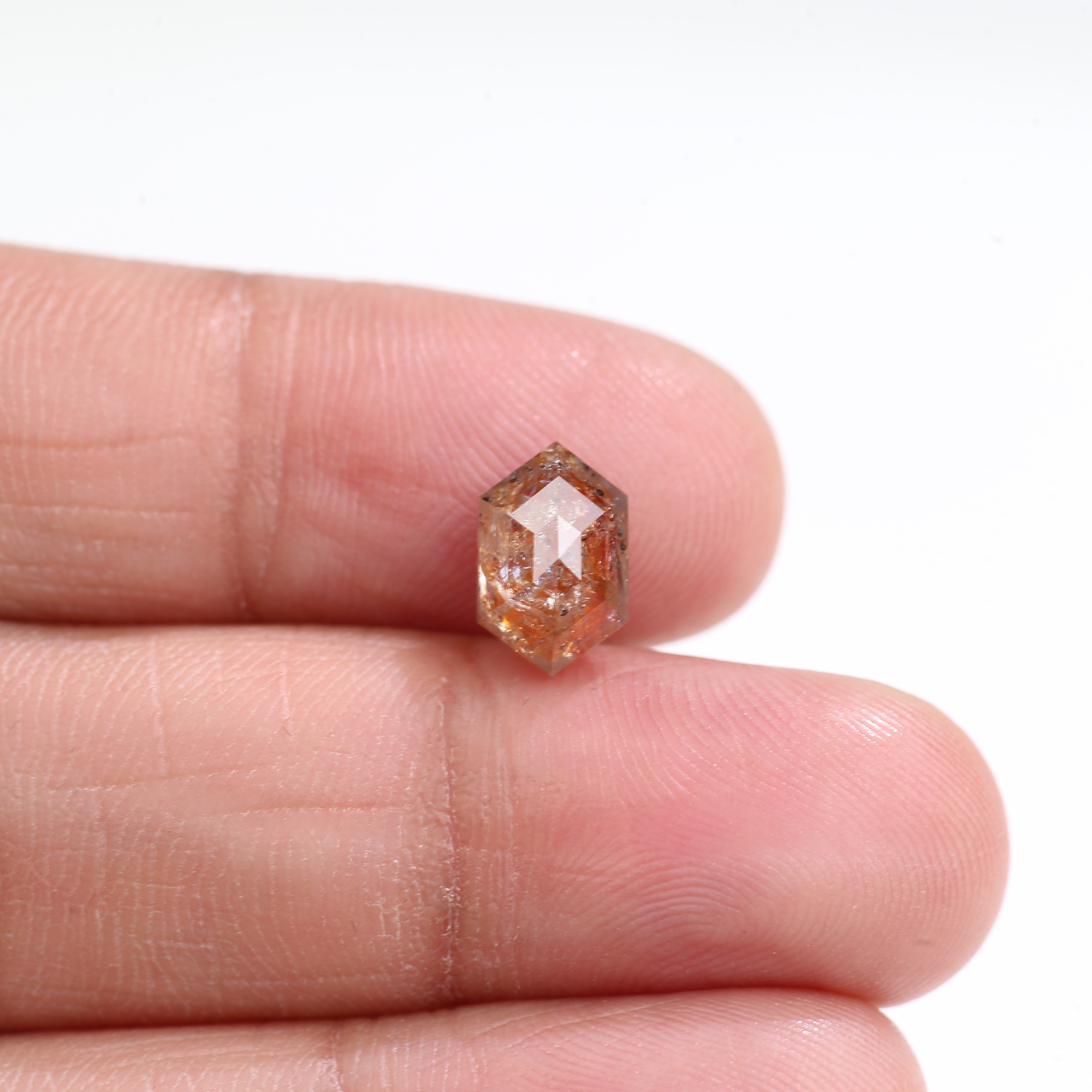 2.43 Carat Natural Red Orange Hexagon Cut Salt And Pepper Diamond 9.88 MM