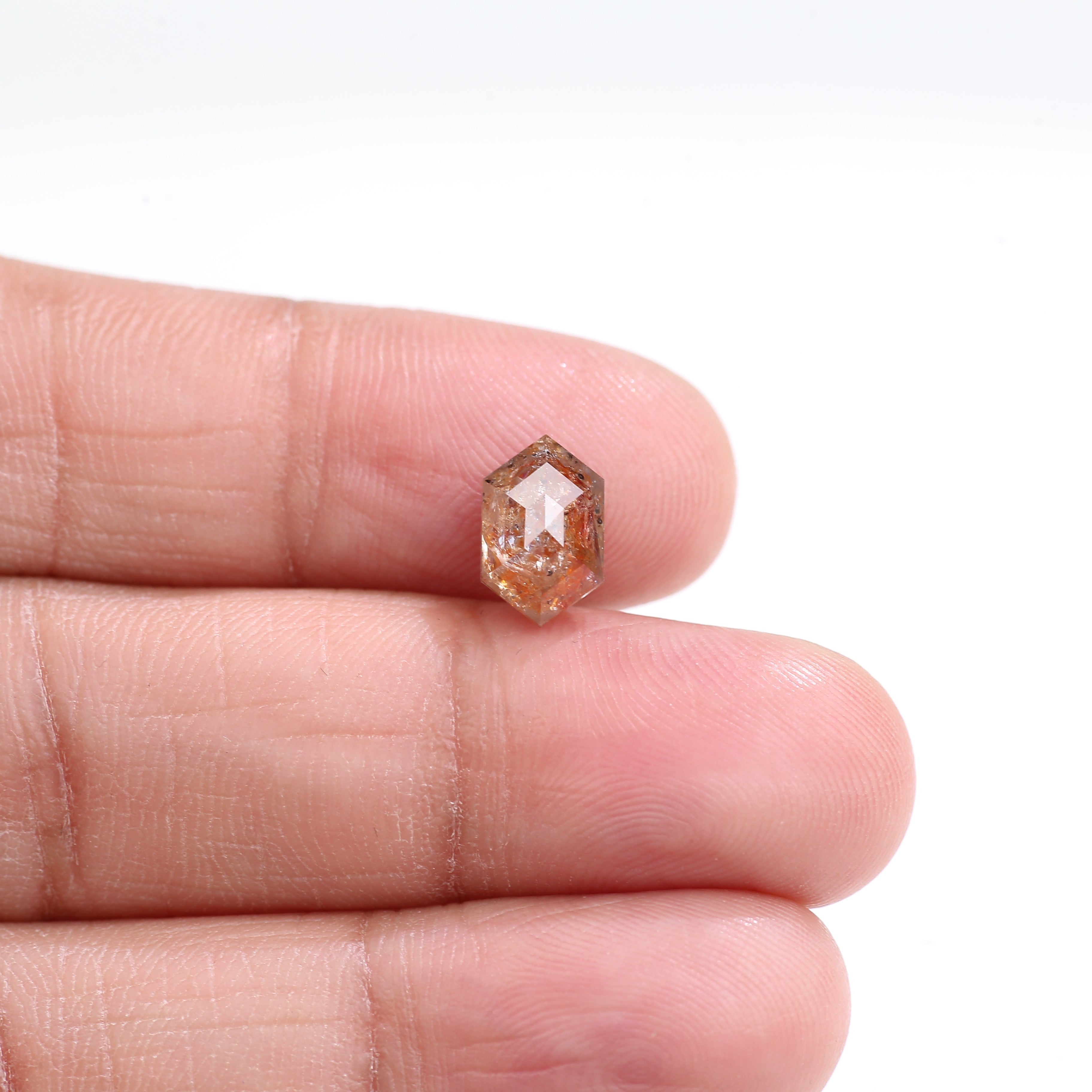 2.43 Carat Natural Red Orange Hexagon Cut Salt And Pepper Diamond 9.88 MM