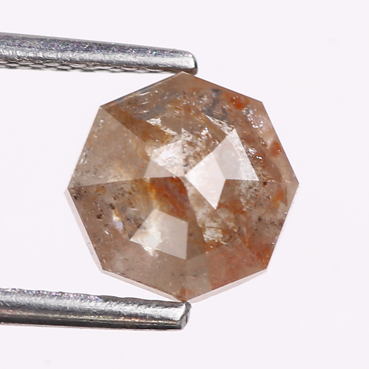 1.25 Carat Natural Orange Hexagon Cut Salt And Pepper Diamond 6.70 MM