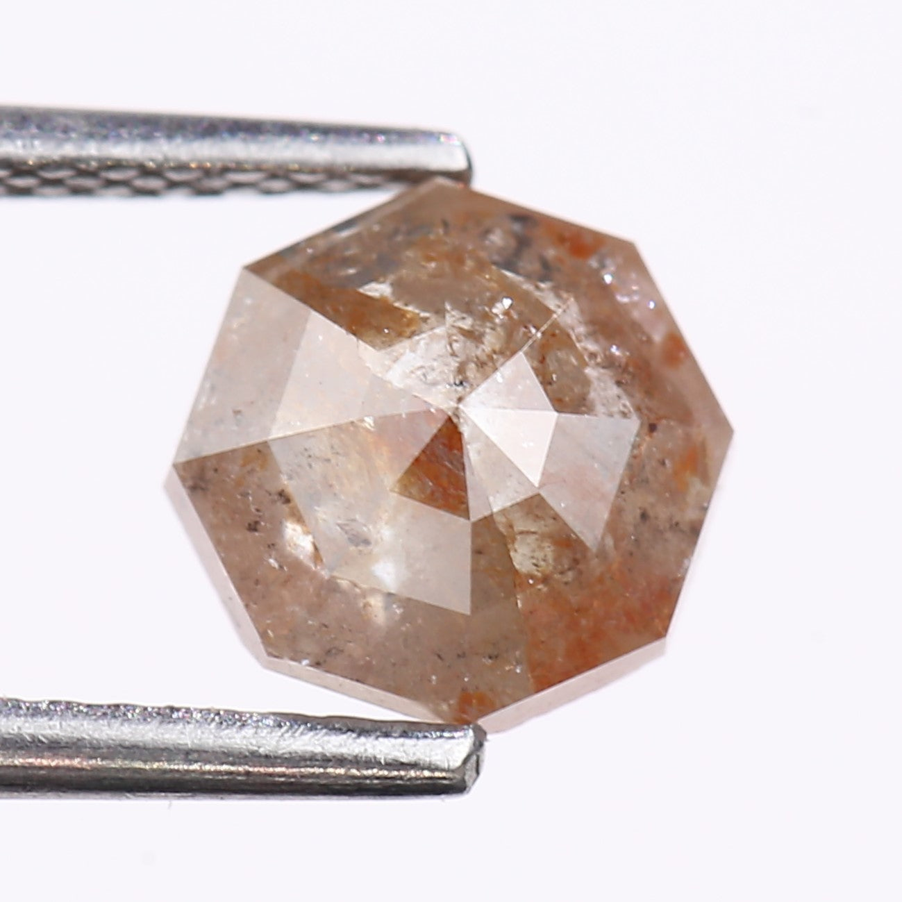 1.25 Carat Natural Orange Hexagon Cut Salt And Pepper Diamond 6.70 MM