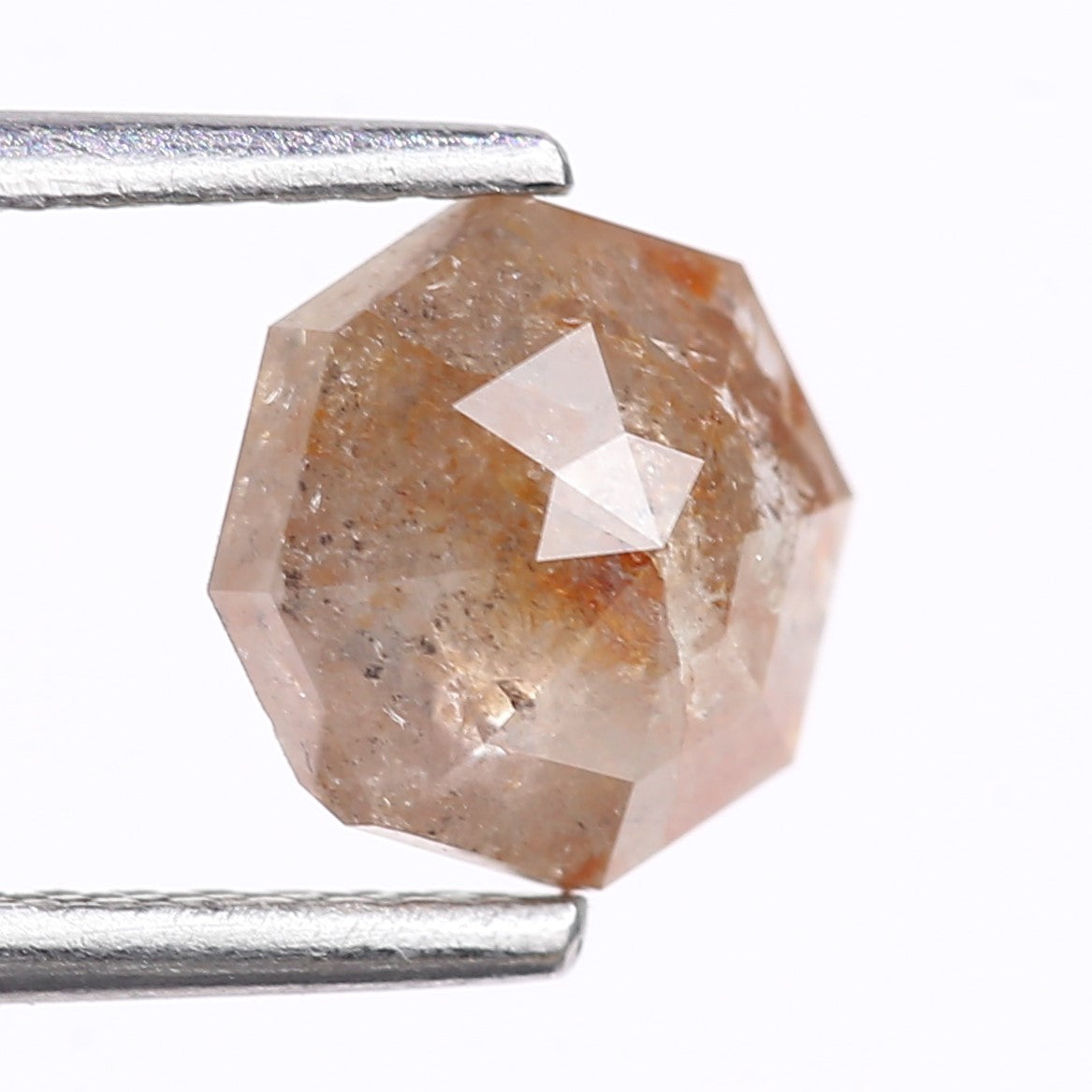 1.25 Carat Natural Orange Hexagon Cut Salt And Pepper Diamond 6.70 MM