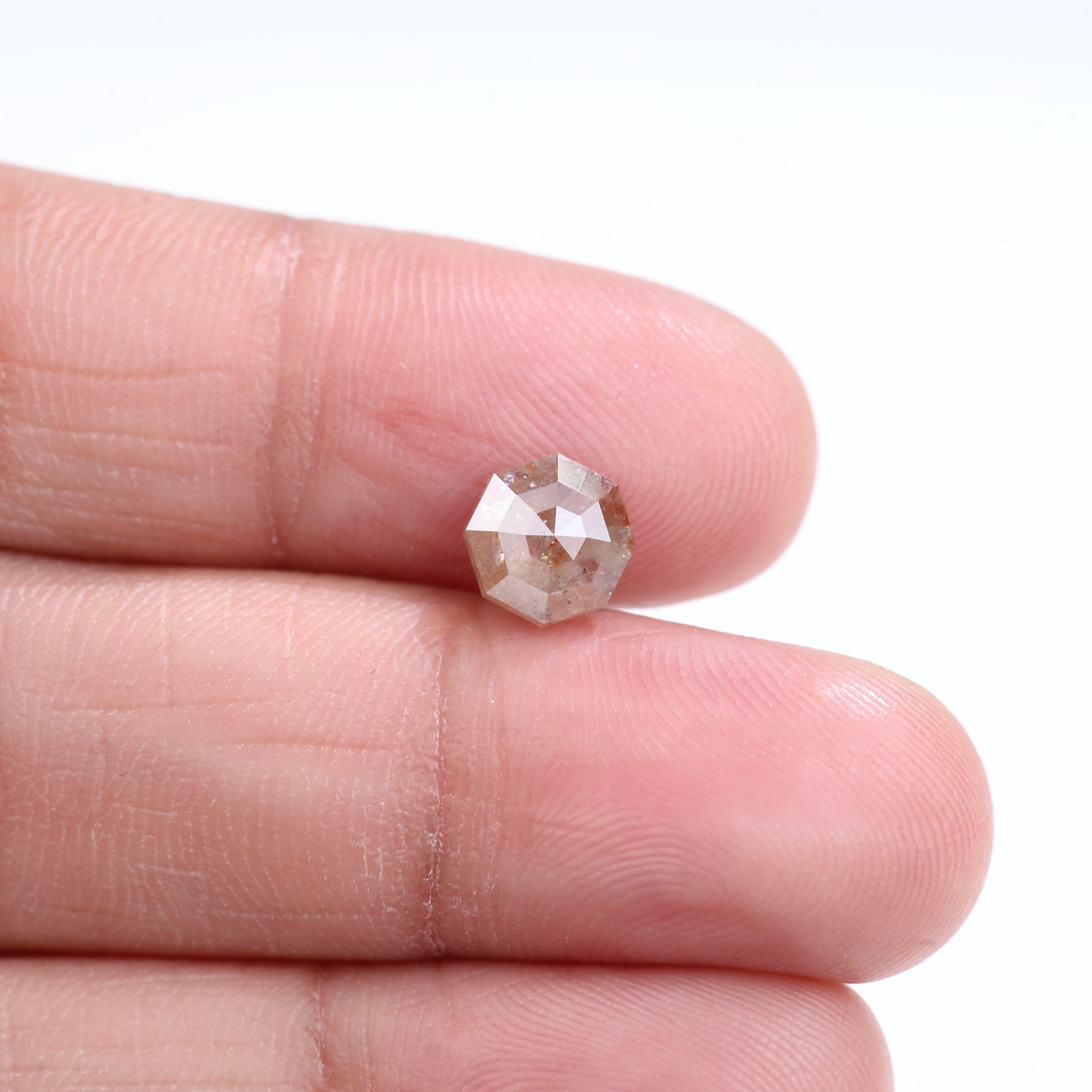 1.25 Carat Natural Orange Hexagon Cut Salt And Pepper Diamond 6.70 MM